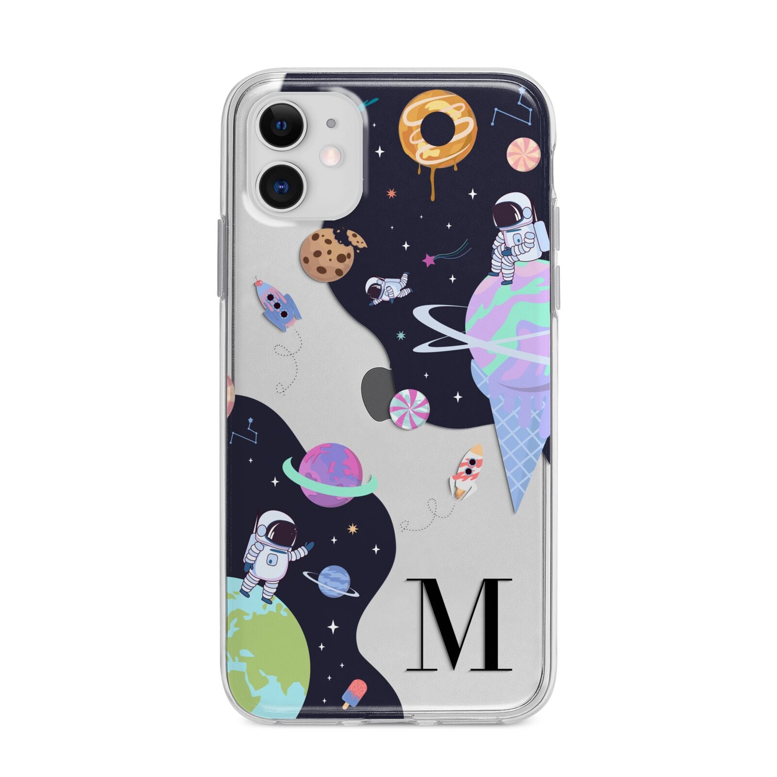 Two Candyland Galaxies Apple iPhone 11 in White with Bumper Case