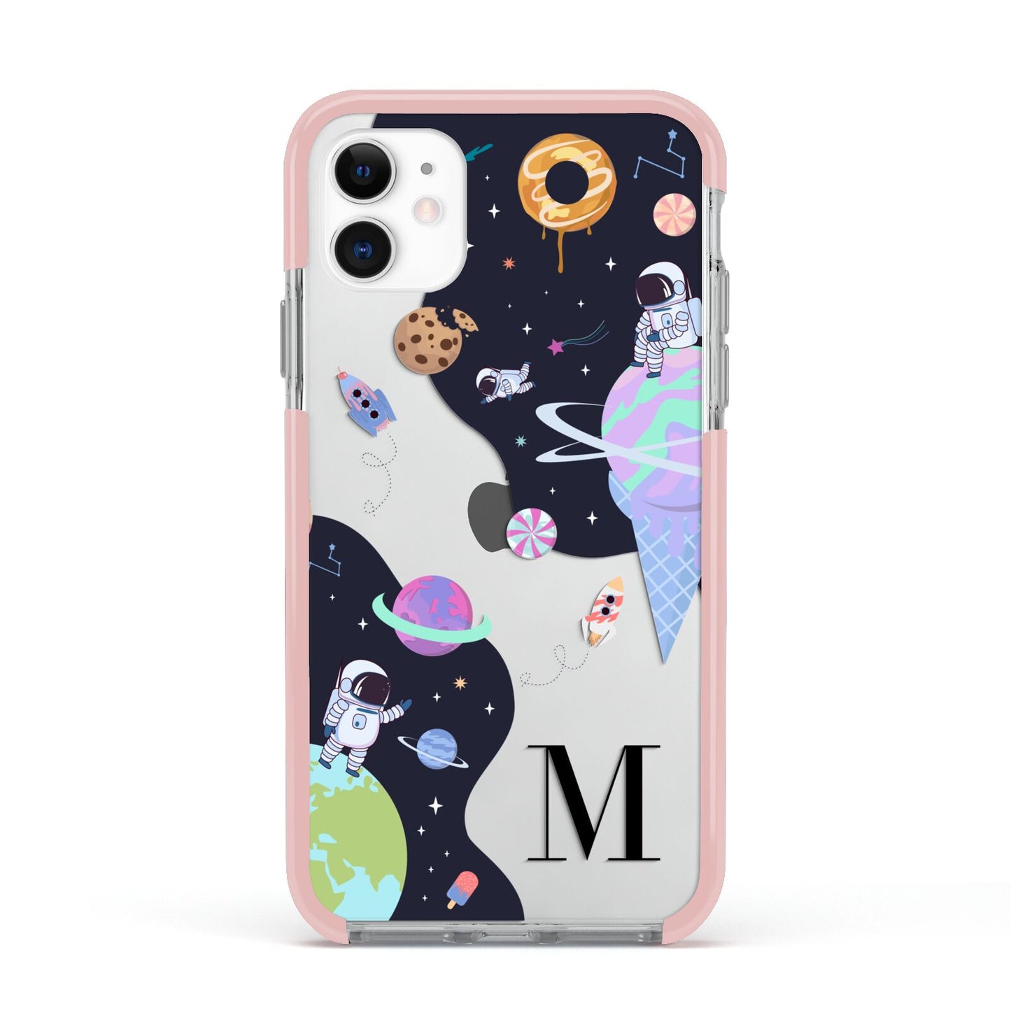 Two Candyland Galaxies Apple iPhone 11 in White with Pink Impact Case