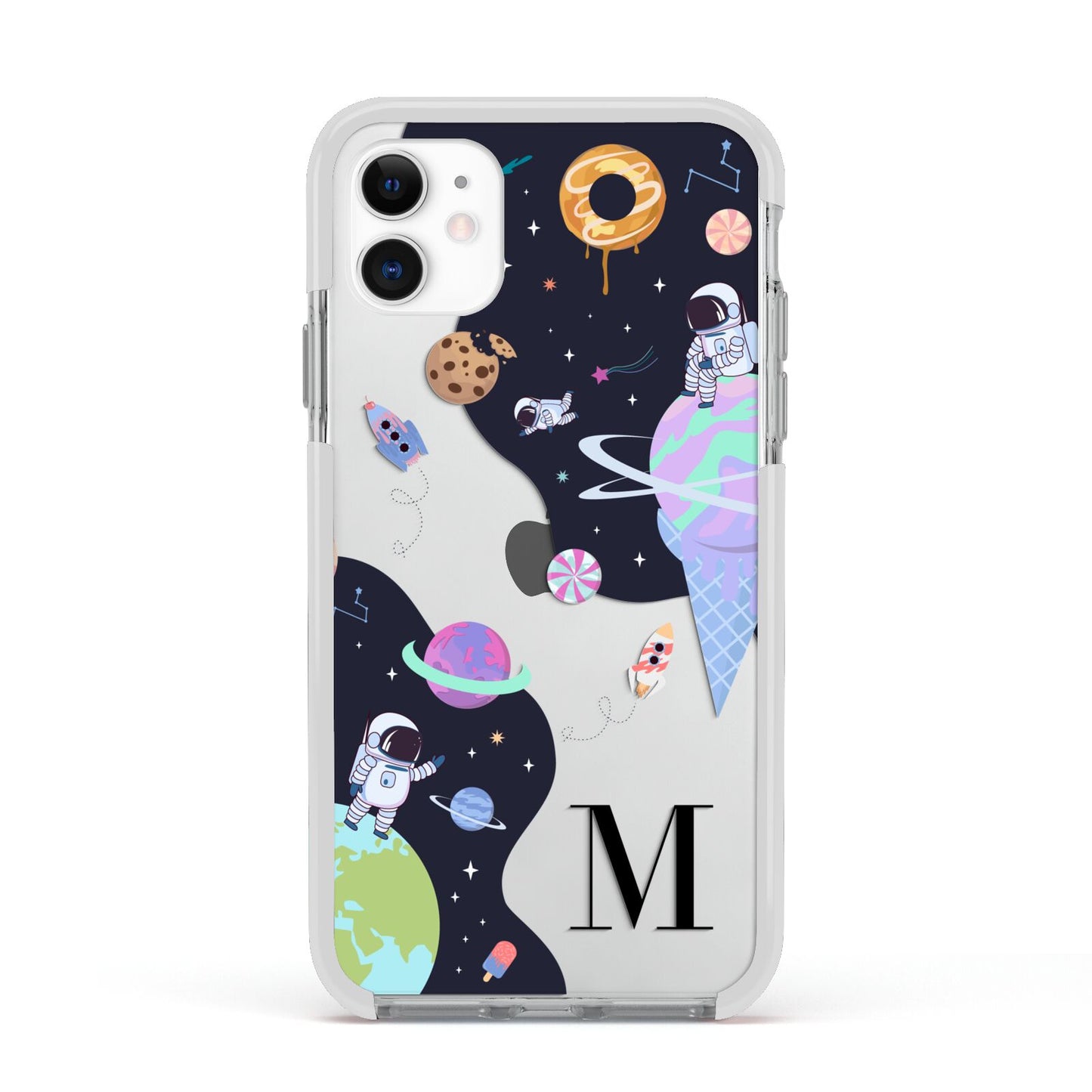 Two Candyland Galaxies Apple iPhone 11 in White with White Impact Case