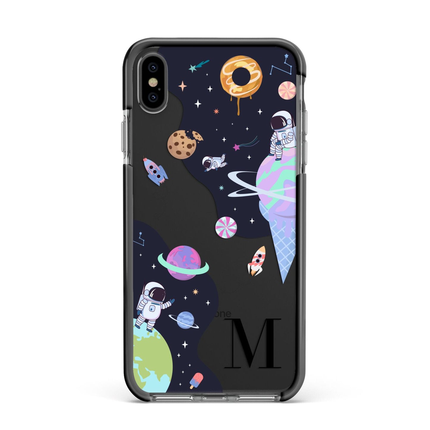 Two Candyland Galaxies Apple iPhone Xs Max Impact Case Black Edge on Black Phone