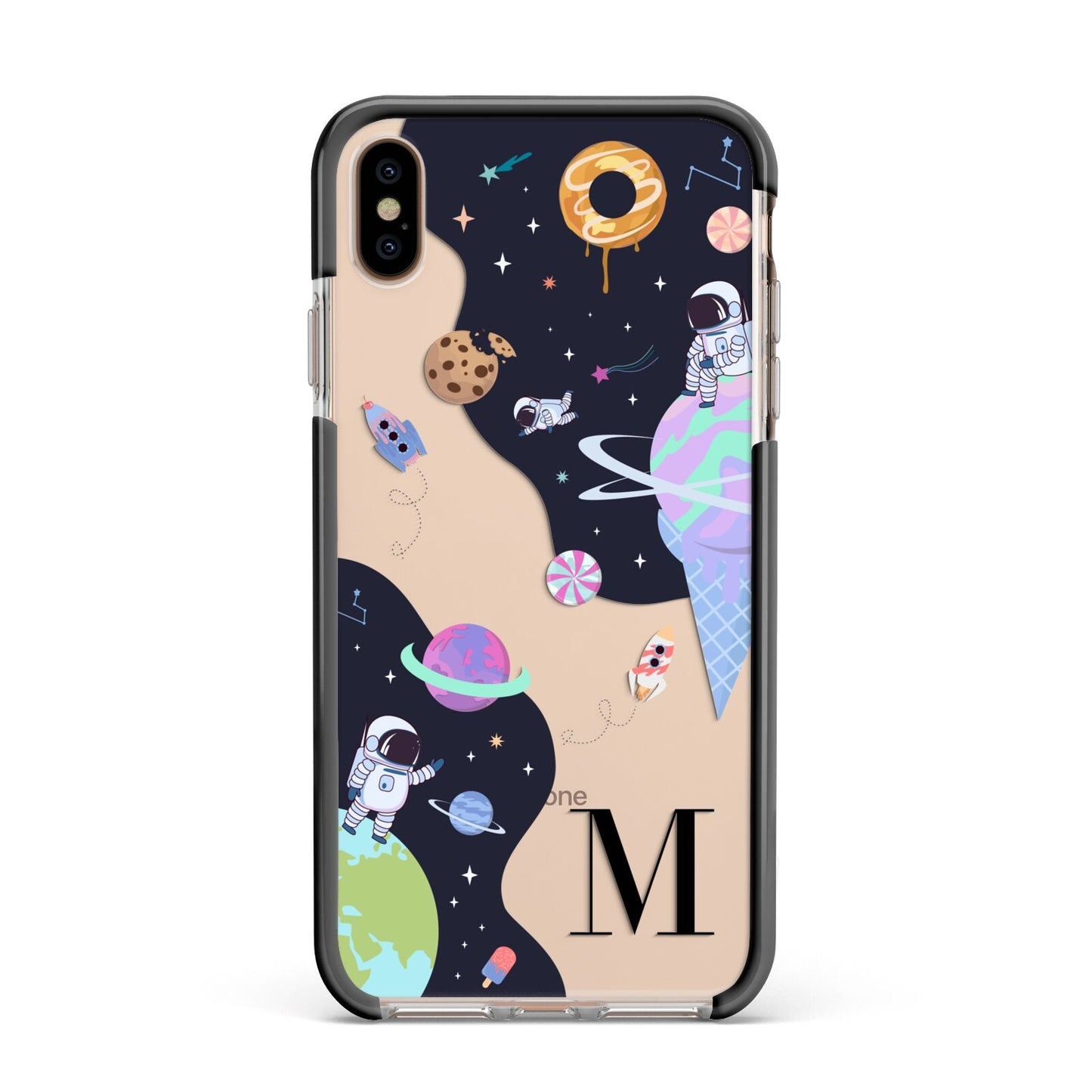 Two Candyland Galaxies Apple iPhone Xs Max Impact Case Black Edge on Gold Phone