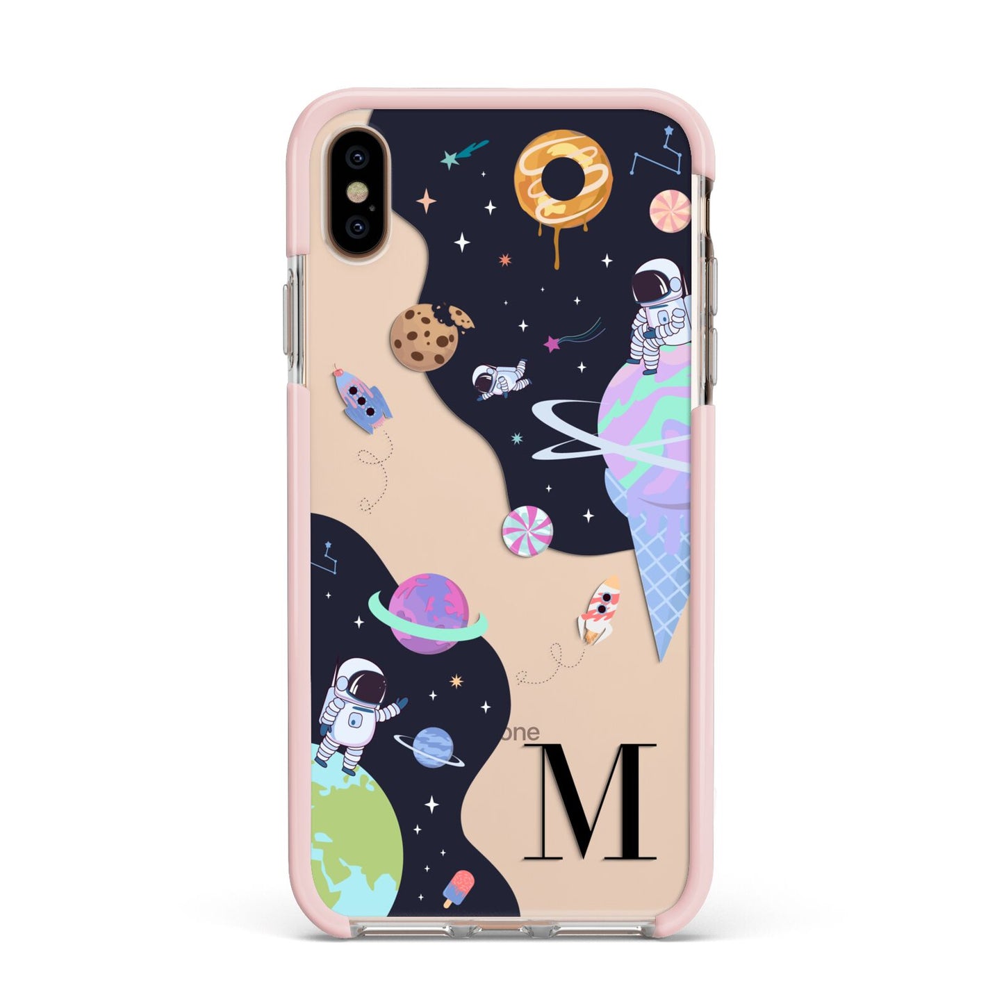 Two Candyland Galaxies Apple iPhone Xs Max Impact Case Pink Edge on Gold Phone