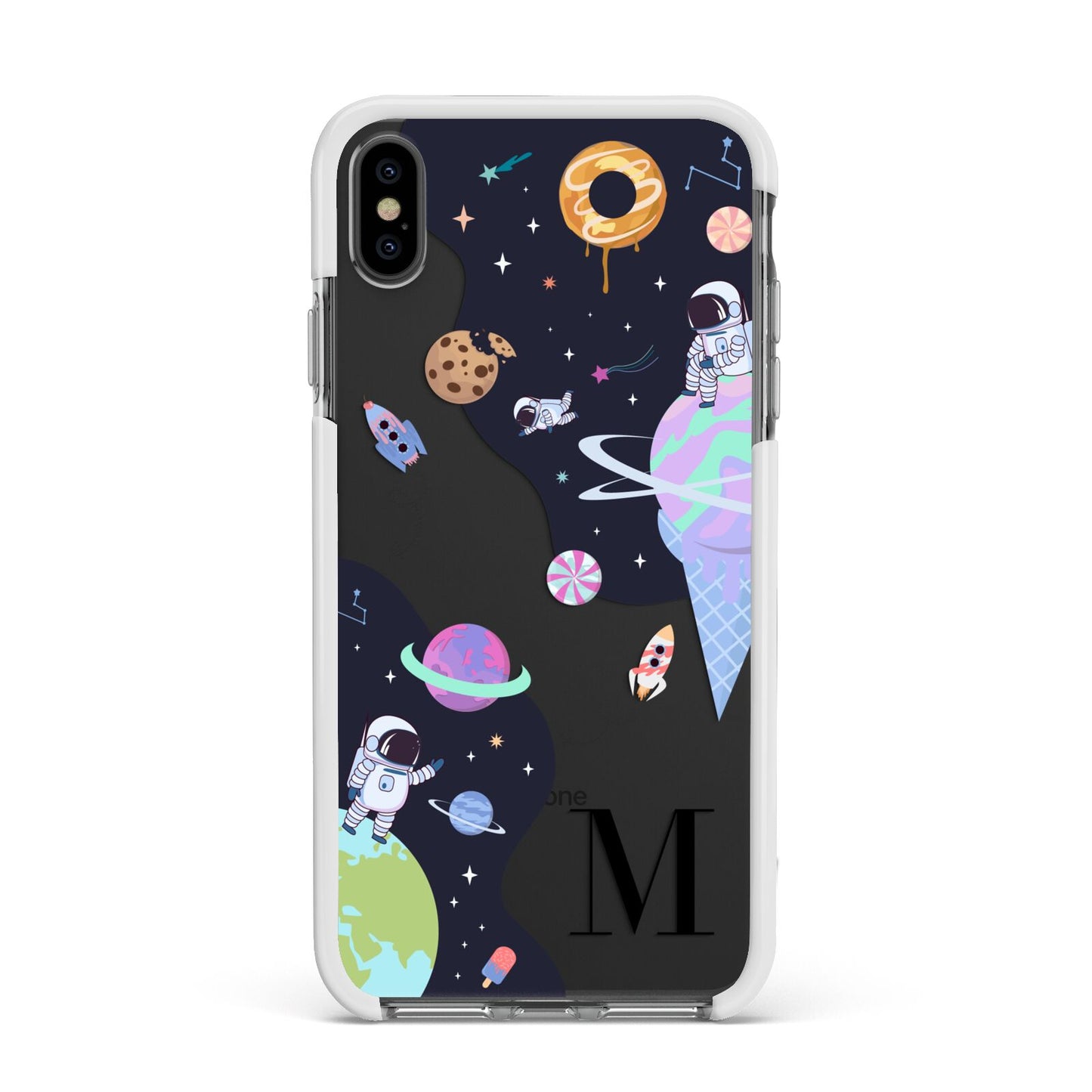 Two Candyland Galaxies Apple iPhone Xs Max Impact Case White Edge on Black Phone