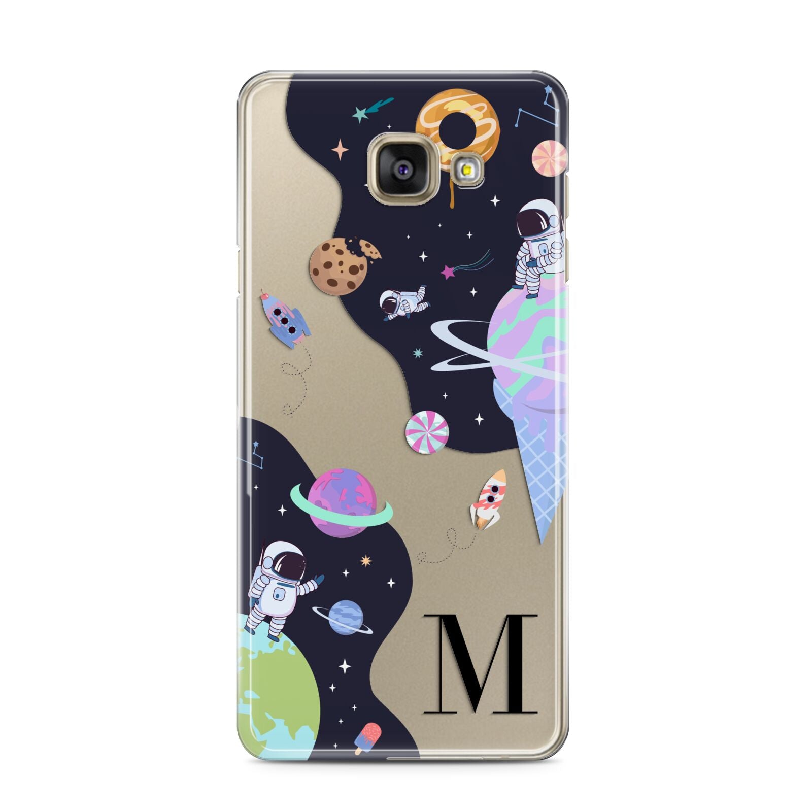 Two Candyland Galaxies Samsung Galaxy A3 2016 Case on gold phone