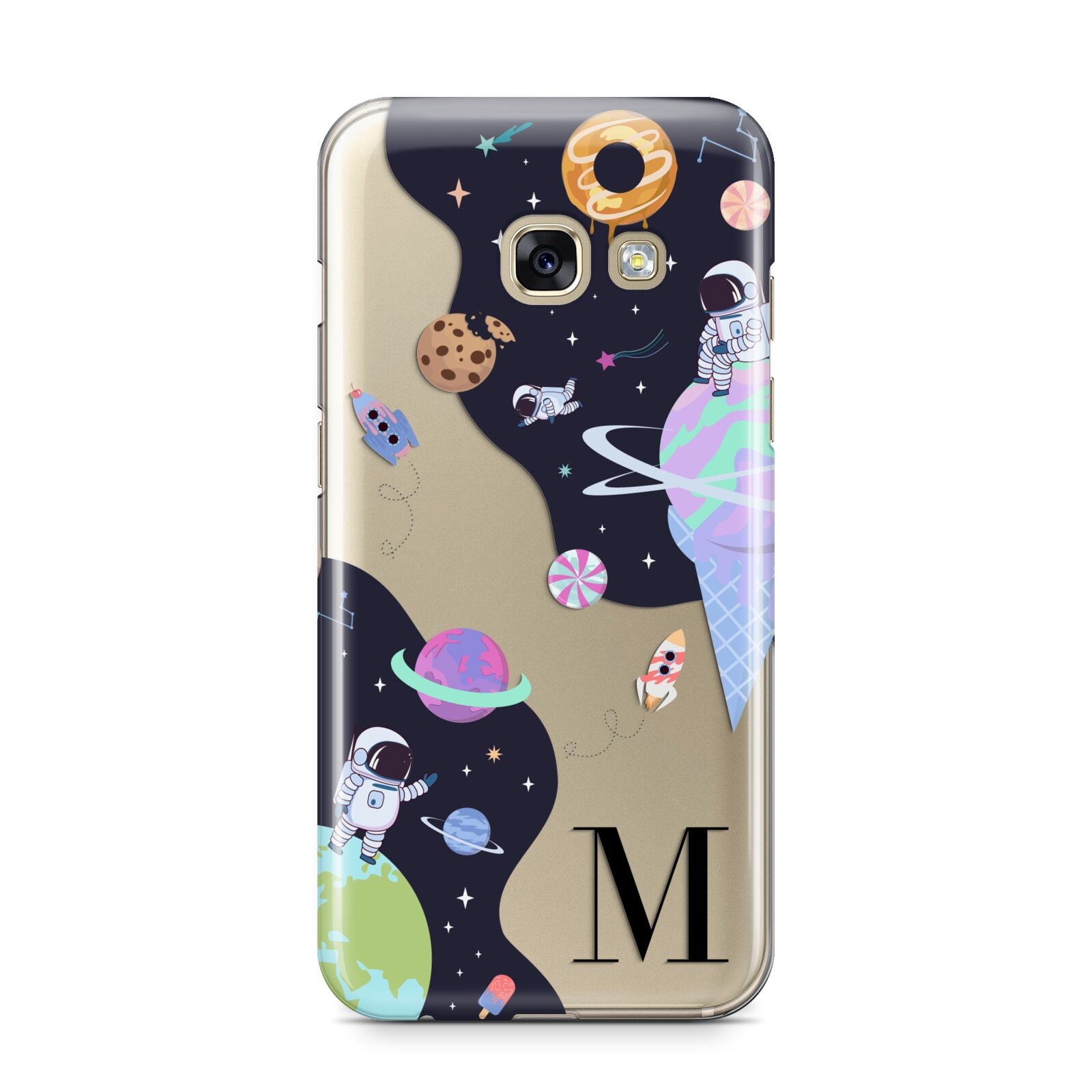 Two Candyland Galaxies Samsung Galaxy A3 2017 Case on gold phone