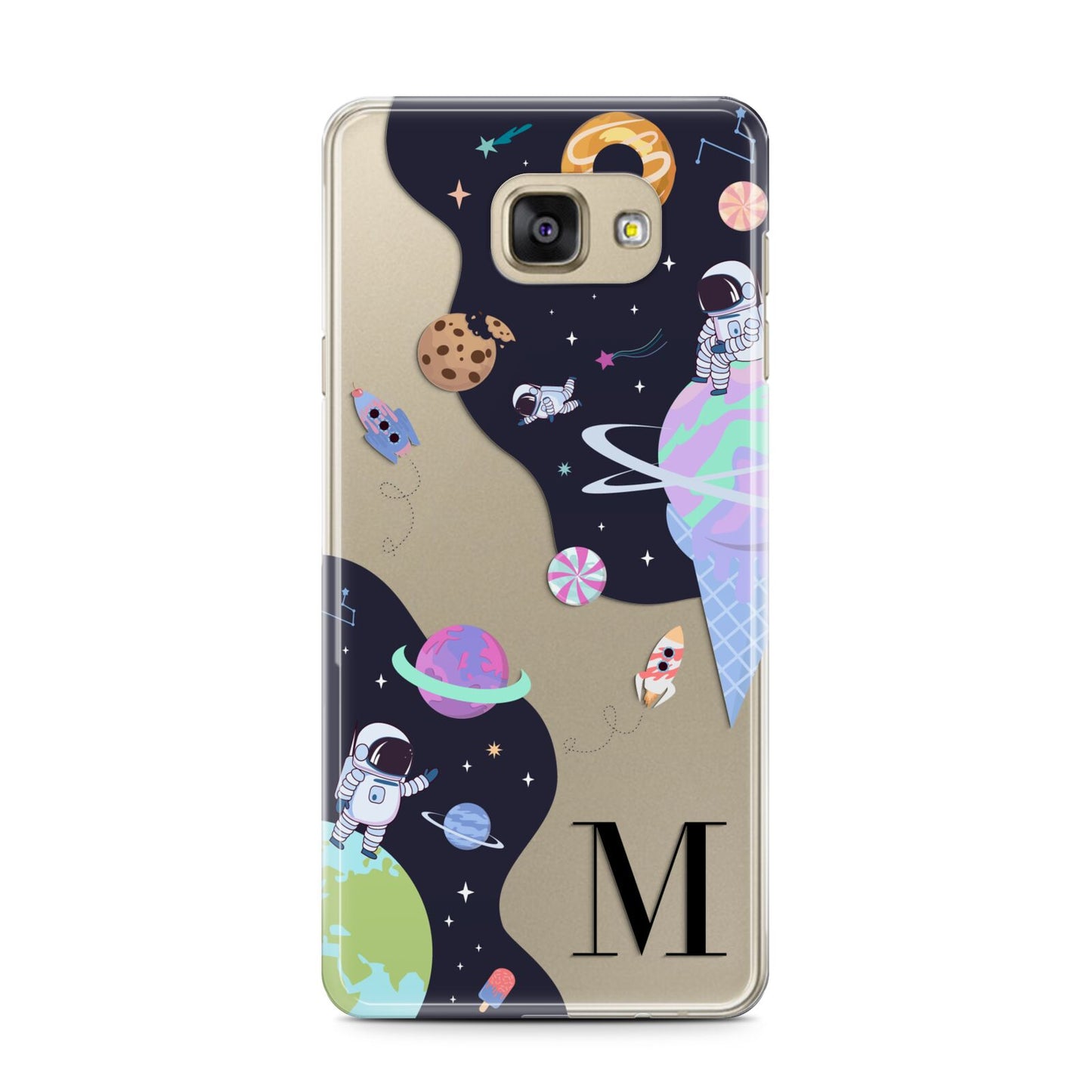 Two Candyland Galaxies Samsung Galaxy A7 2016 Case on gold phone