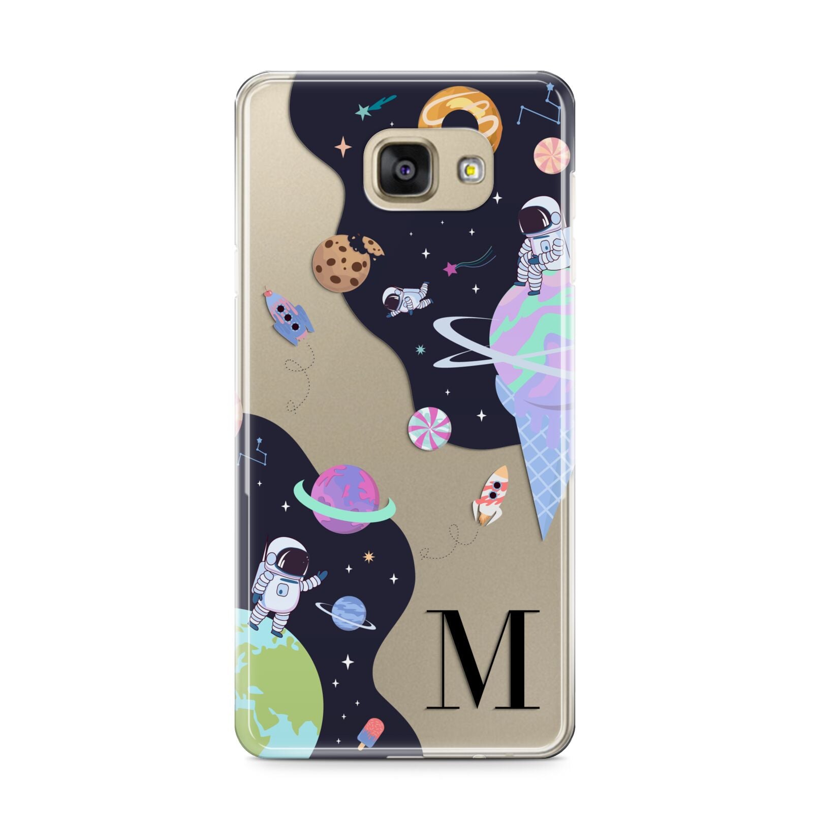 Two Candyland Galaxies Samsung Galaxy A9 2016 Case on gold phone