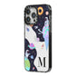 Two Candyland Galaxies iPhone 14 Pro Max Black Impact Case Side Angle on Silver phone