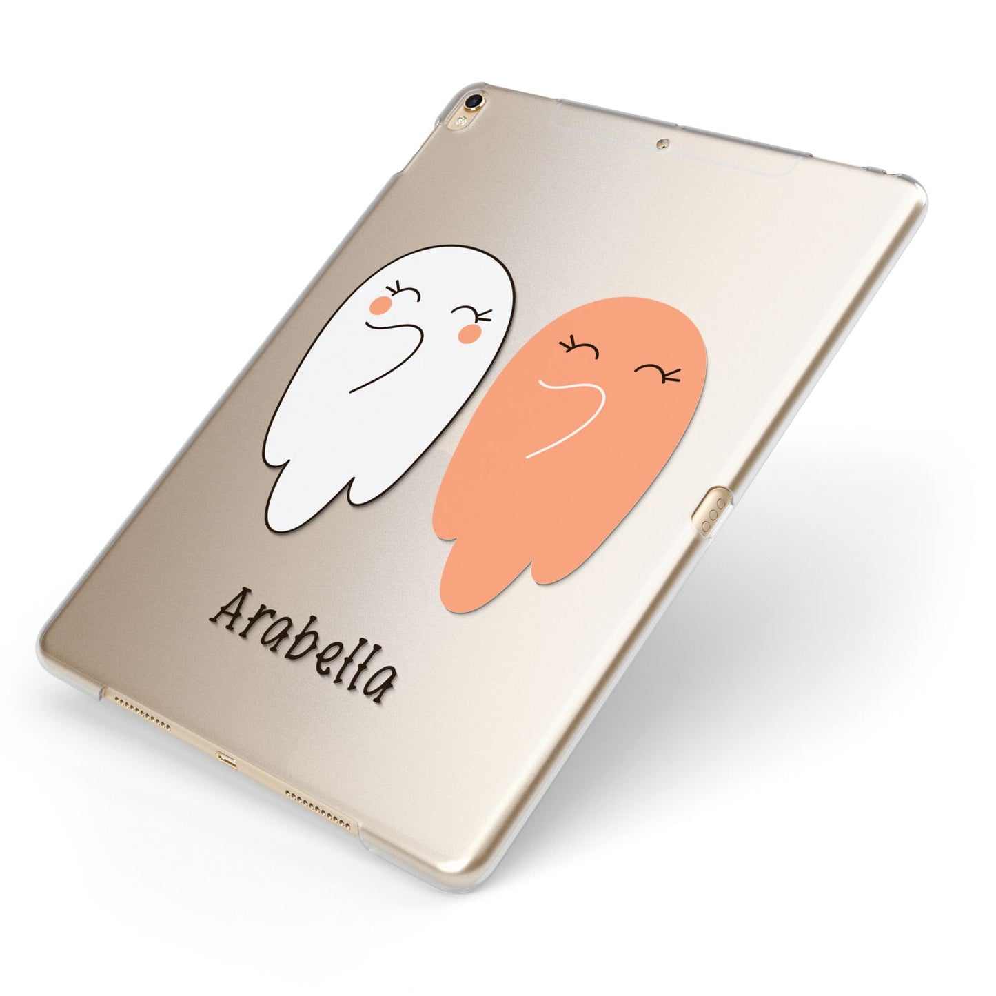 Two Ghosts Apple iPad Case on Gold iPad Side View