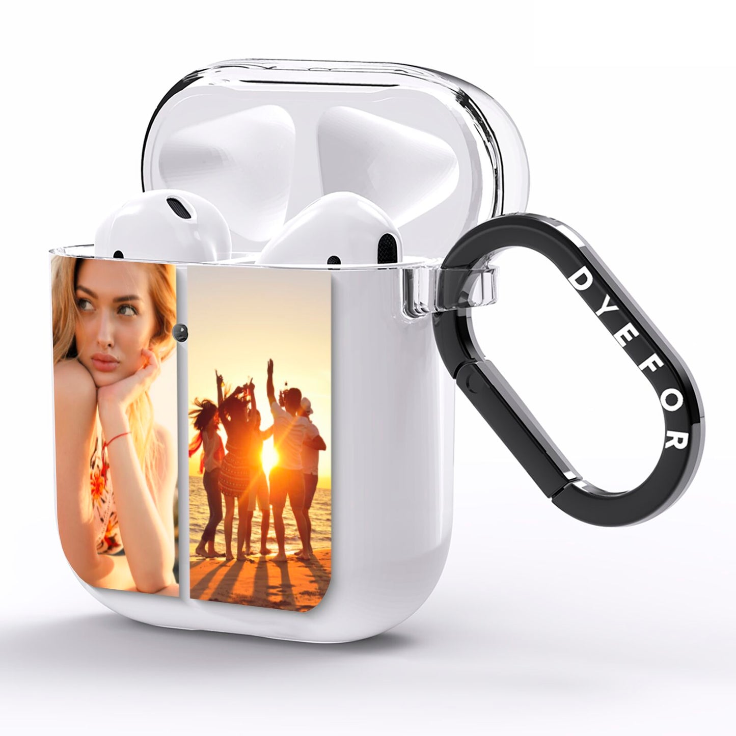 Two Horizontal Photo Tiles AirPods Clear Case Side Image