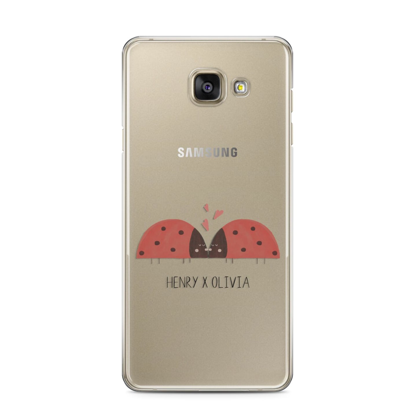 Two Ladybirds Samsung Galaxy A3 2016 Case on gold phone