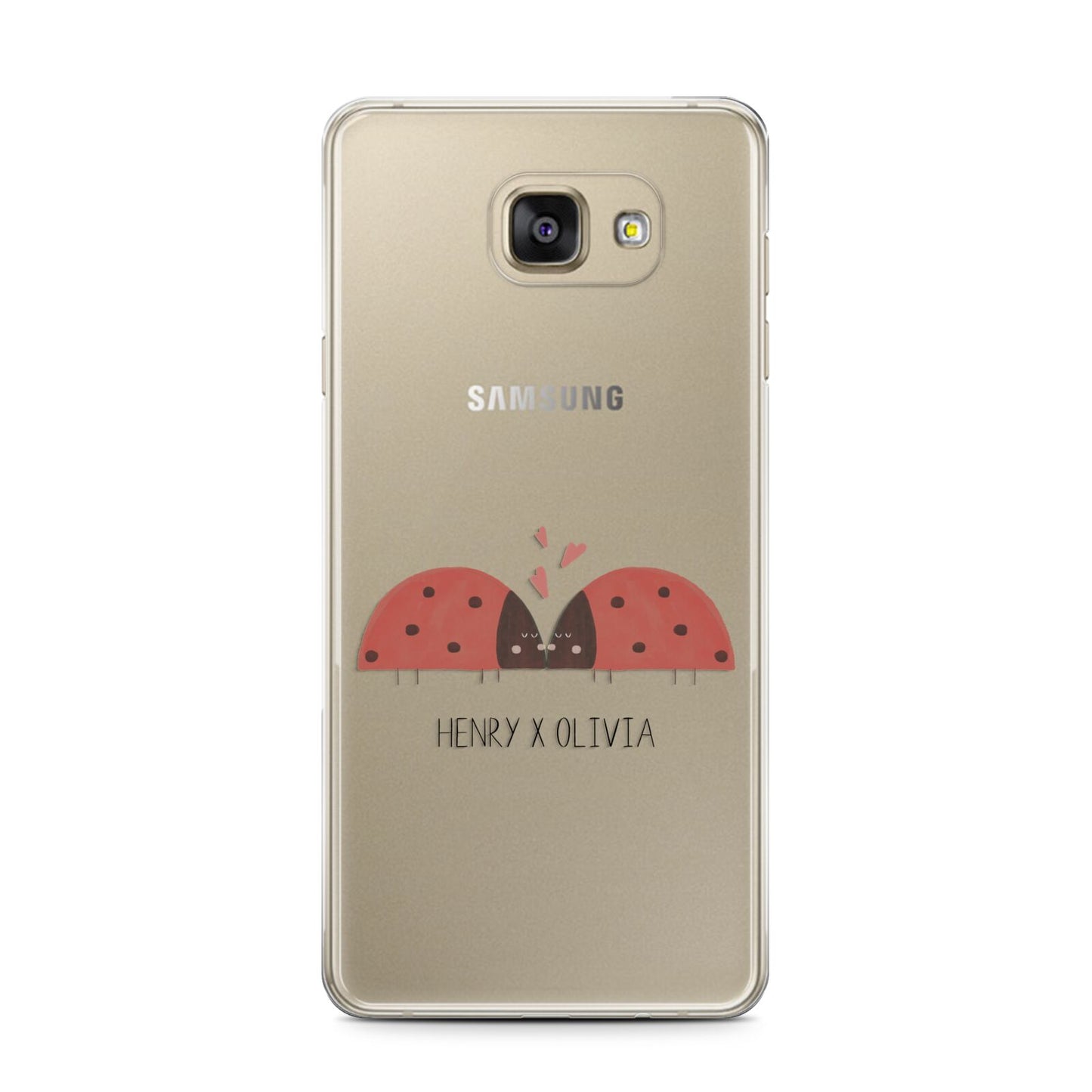 Two Ladybirds Samsung Galaxy A7 2016 Case on gold phone