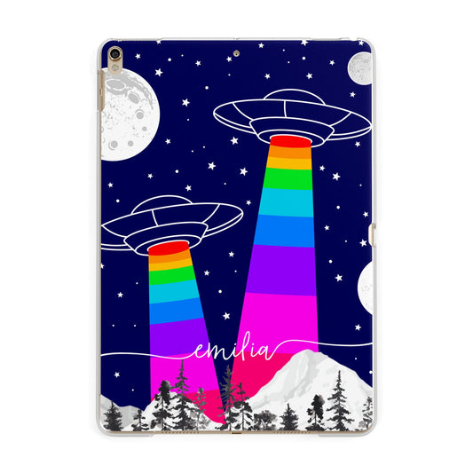 UFO Forest Scene Personalised Name Apple iPad Gold Case