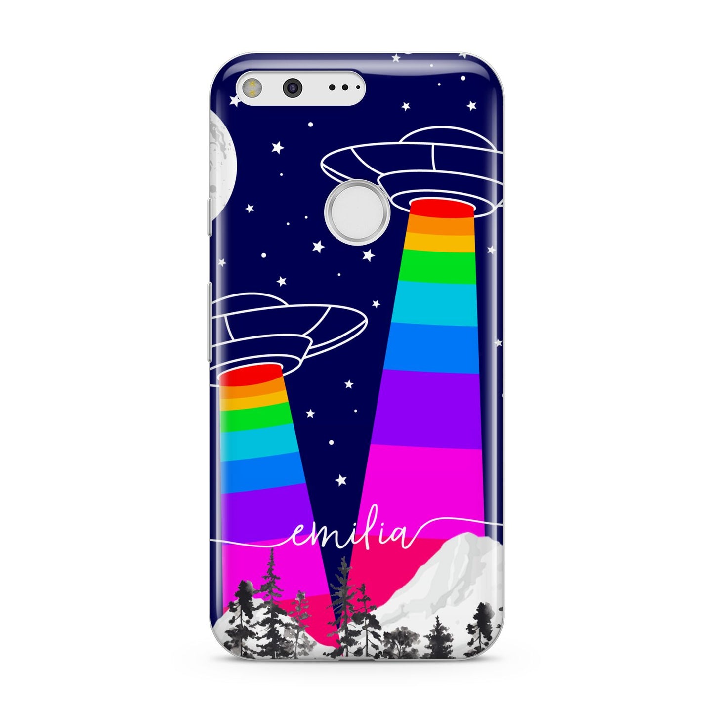 UFO Forest Scene Personalised Name Google Pixel Case