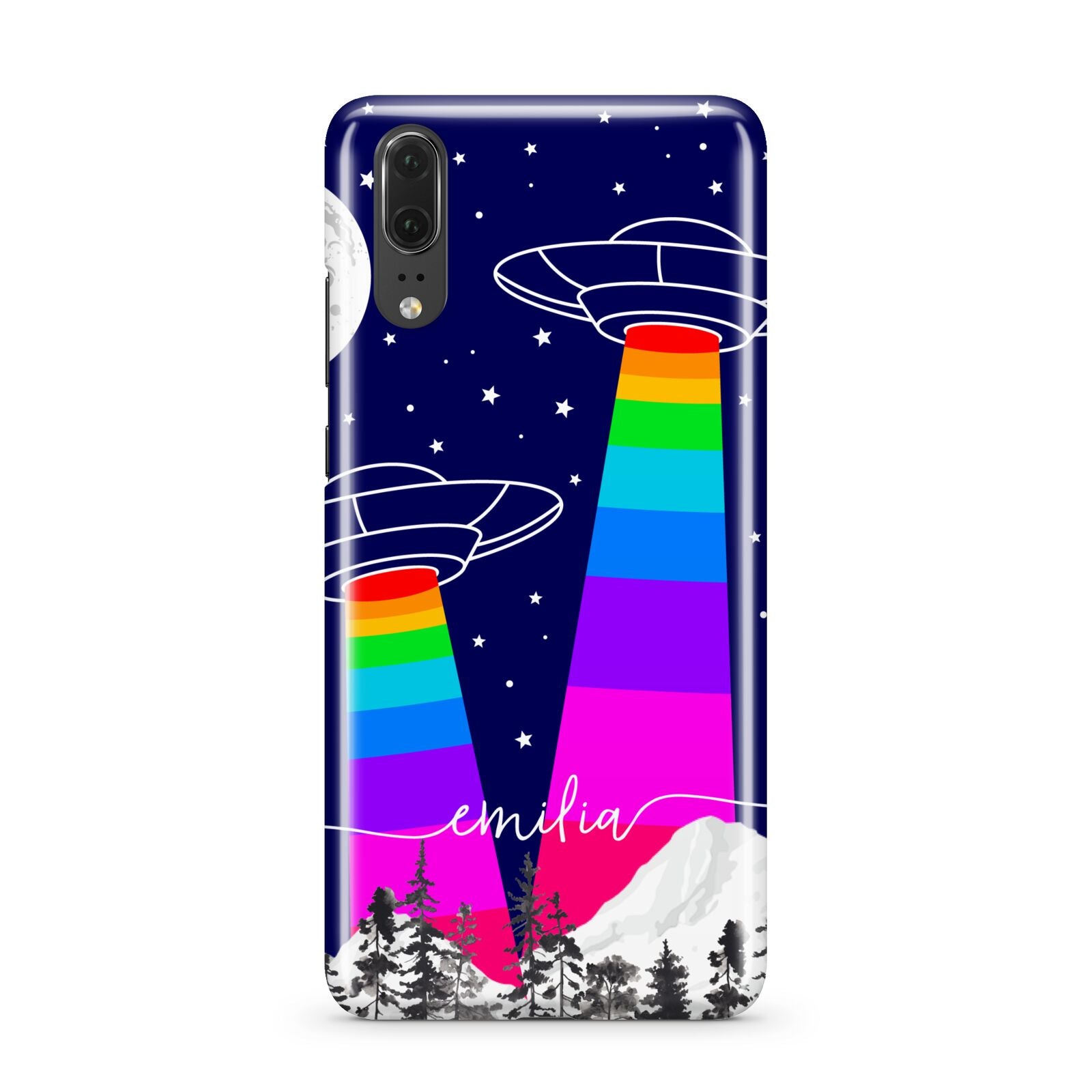 UFO Forest Scene Personalised Name Huawei P20 Phone Case