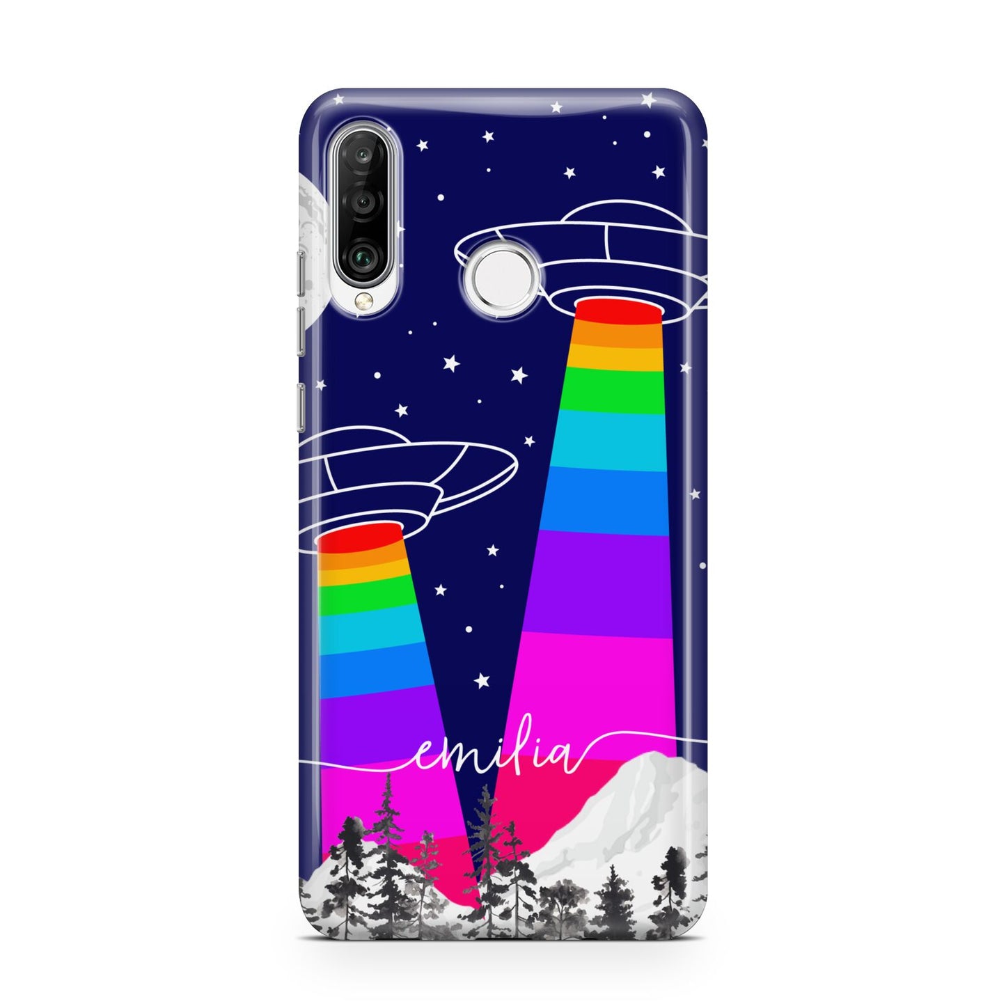 UFO Forest Scene Personalised Name Huawei P30 Lite Phone Case