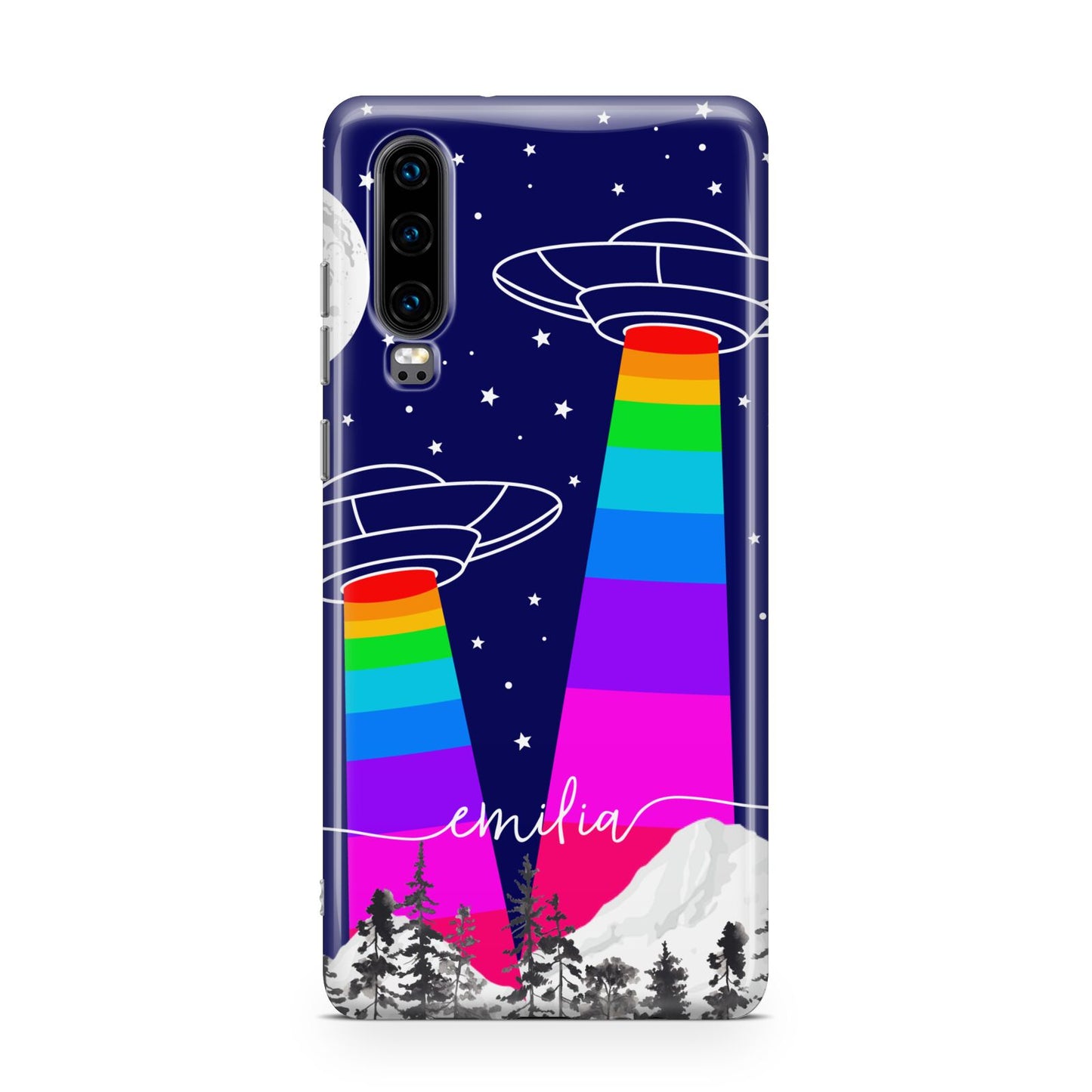 UFO Forest Scene Personalised Name Huawei P30 Phone Case