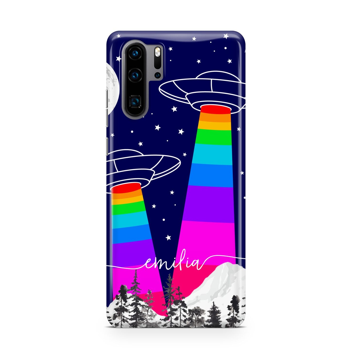 UFO Forest Scene Personalised Name Huawei P30 Pro Phone Case