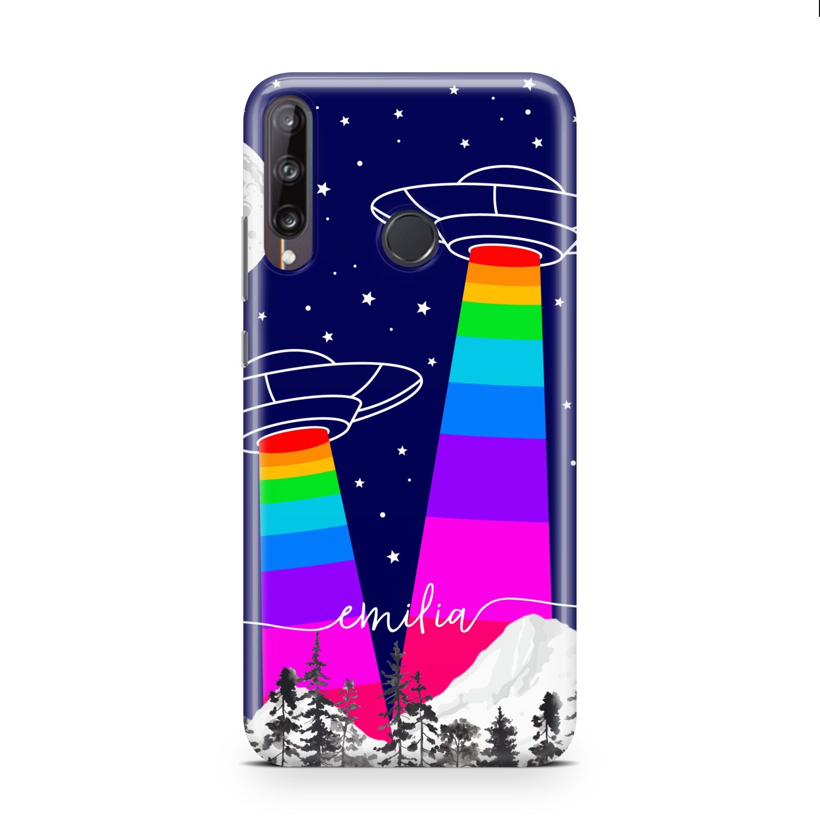 UFO Forest Scene Personalised Name Huawei P40 Lite E Phone Case