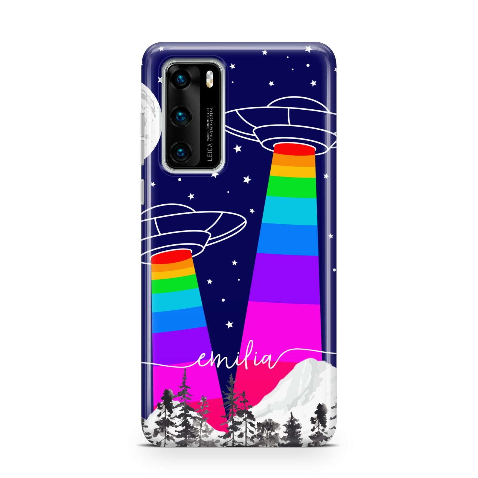 UFO Forest Scene Personalised Name Huawei P40 Phone Case