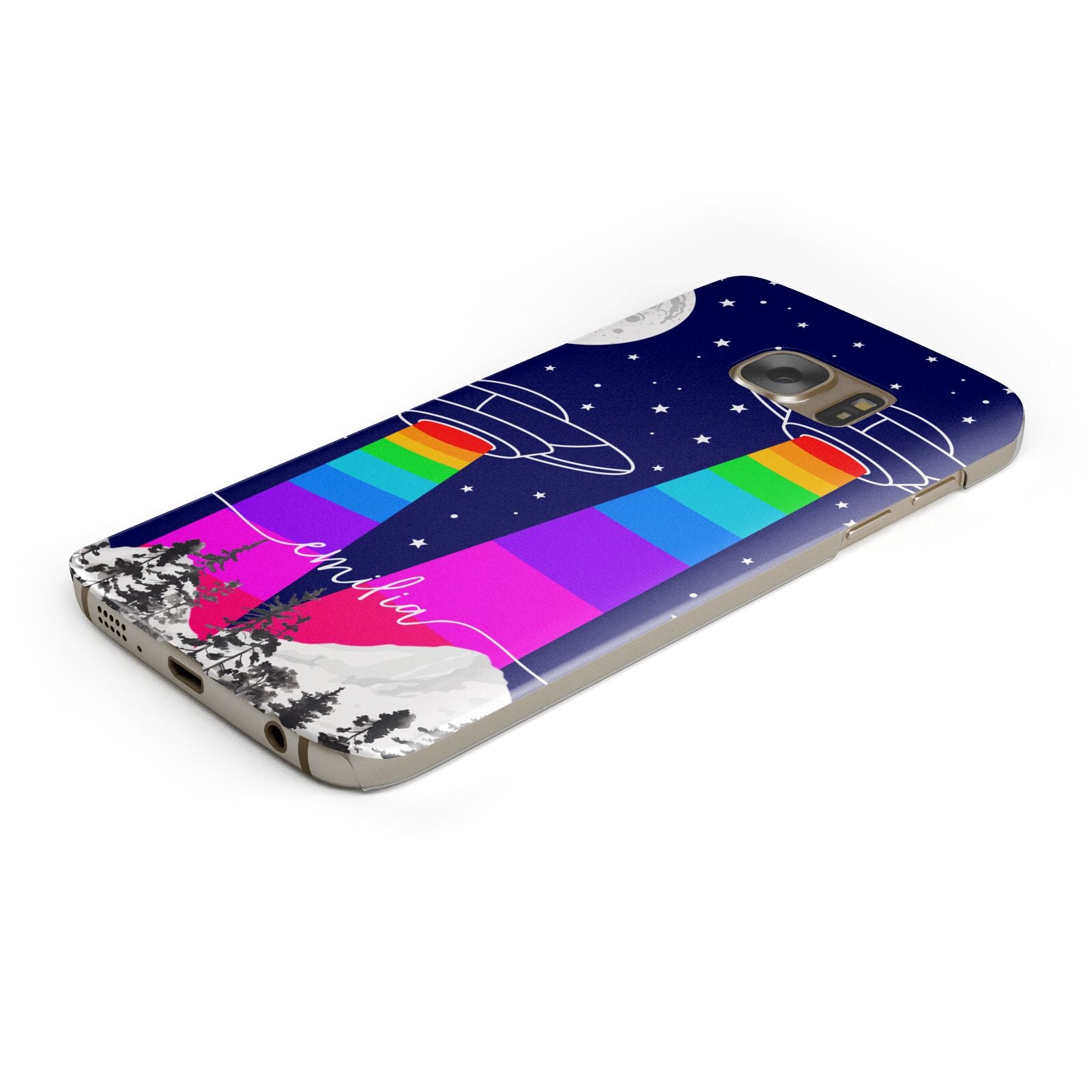 UFO Forest Scene Personalised Name Samsung Galaxy Case Bottom Cutout