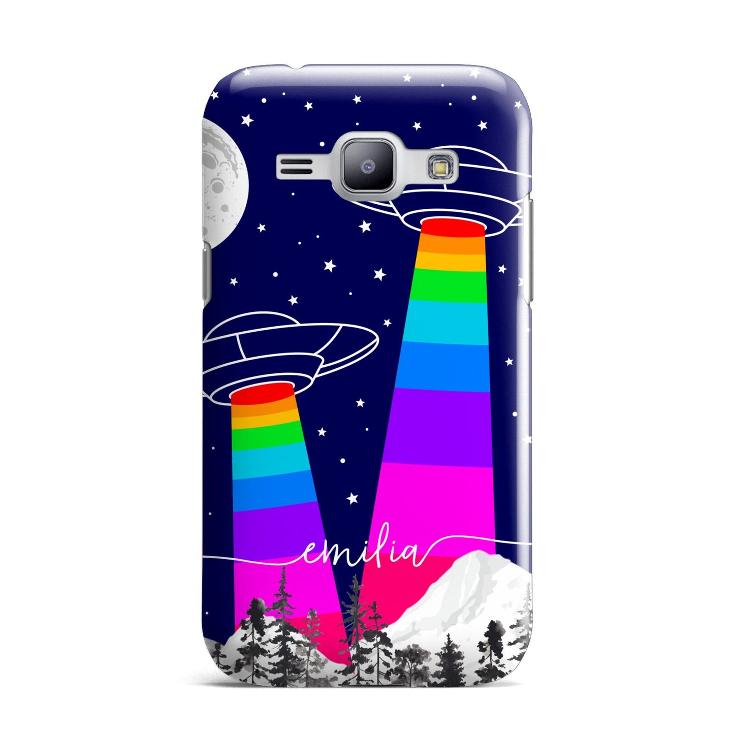 UFO Forest Scene Personalised Name Samsung Galaxy J1 2015 Case