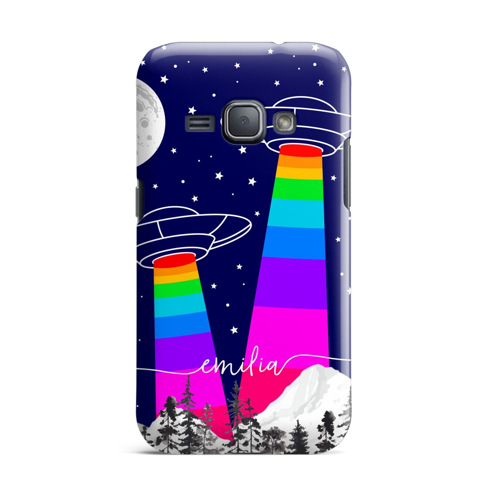 UFO Forest Scene Personalised Name Samsung Galaxy J1 2016 Case