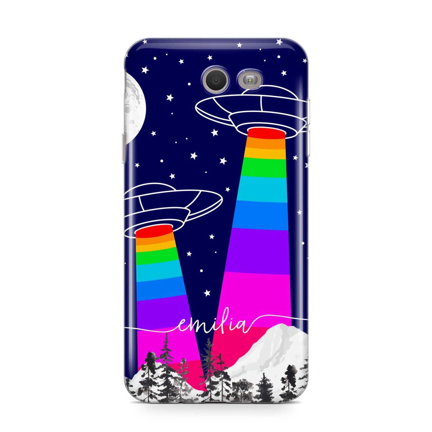 UFO Forest Scene Personalised Name Samsung Galaxy J7 2017 Case