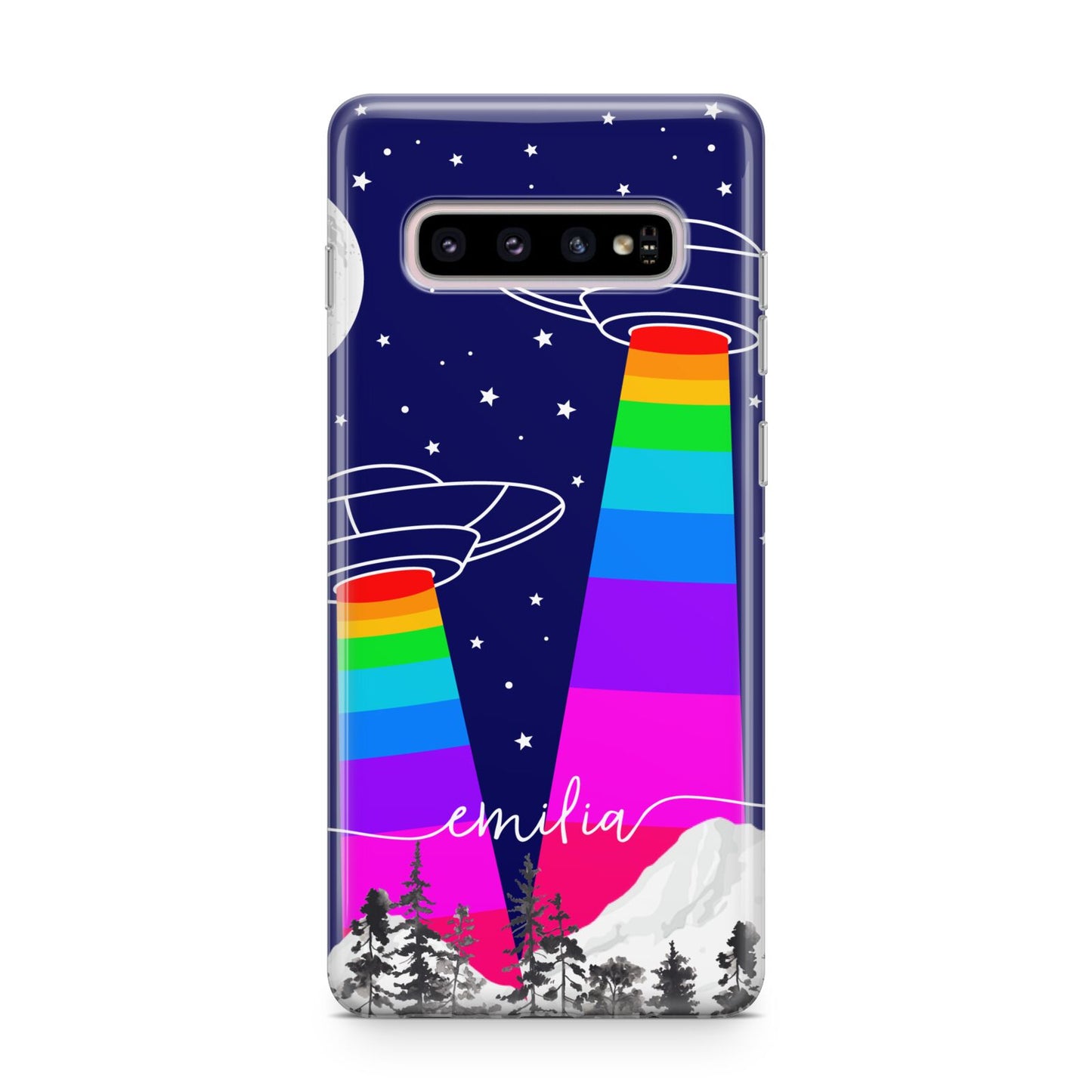 UFO Forest Scene Personalised Name Samsung Galaxy S10 Plus Case