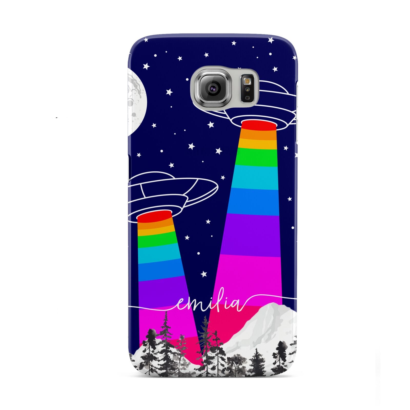 UFO Forest Scene Personalised Name Samsung Galaxy S6 Case