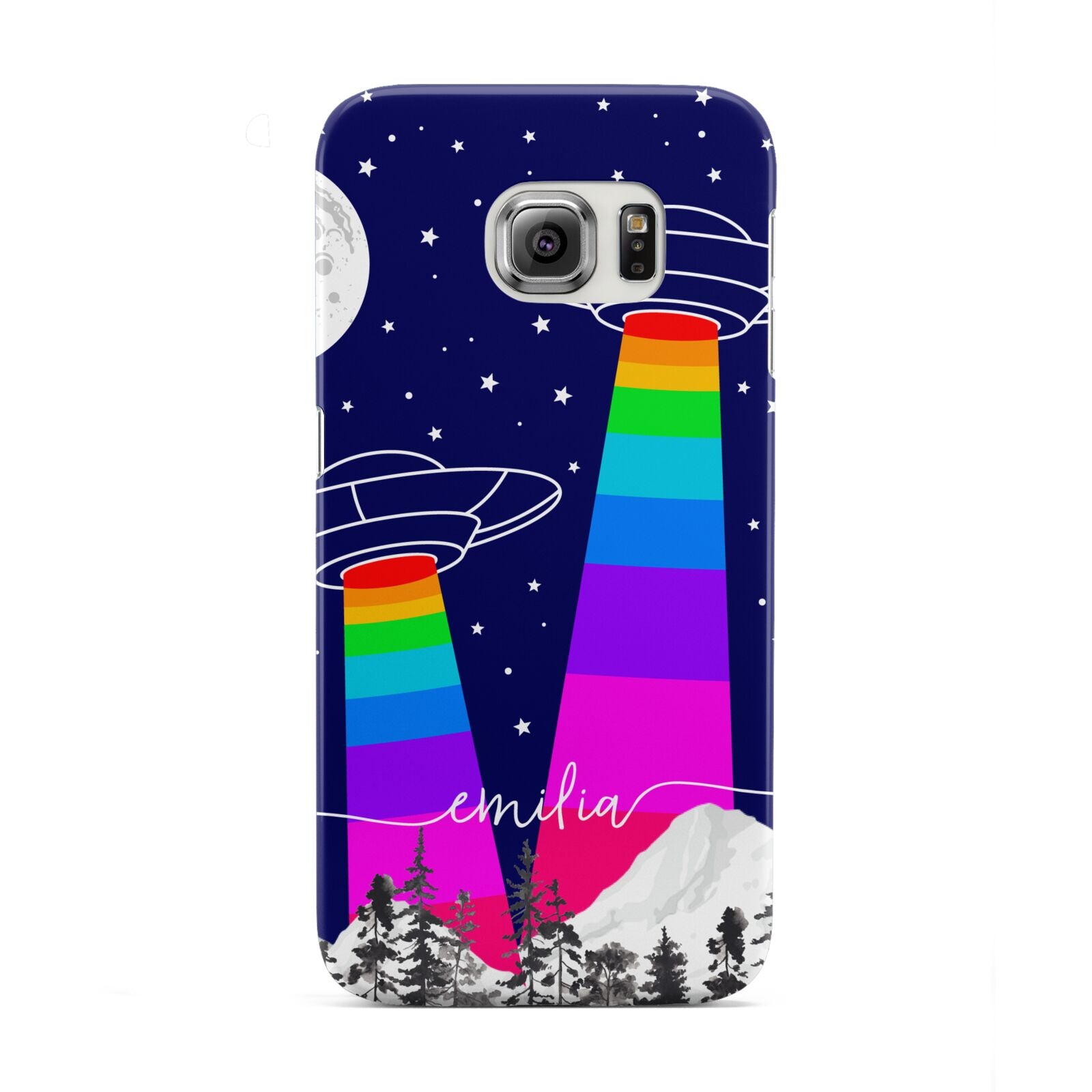 UFO Forest Scene Personalised Name Samsung Galaxy S6 Edge Case