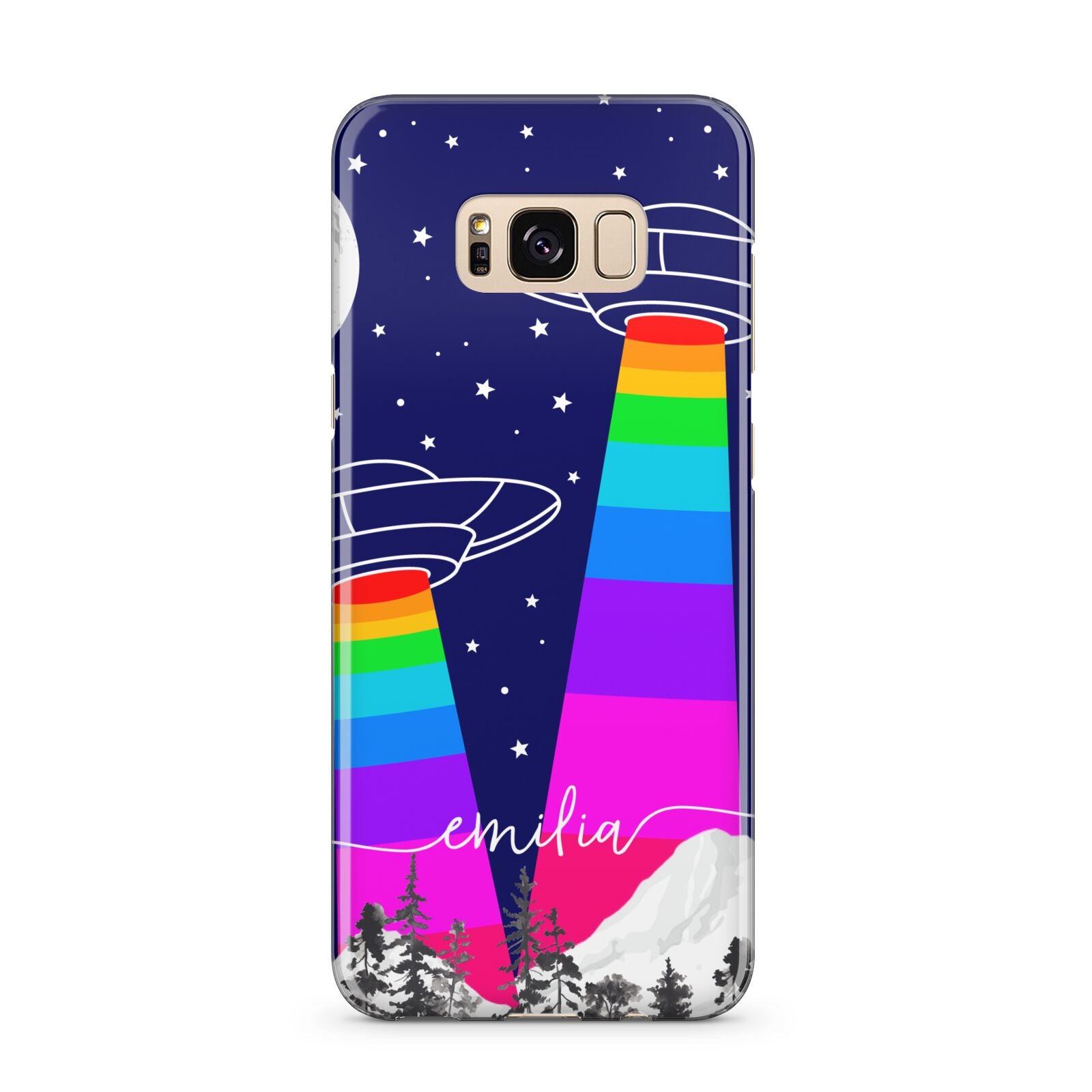 UFO Forest Scene Personalised Name Samsung Galaxy S8 Plus Case