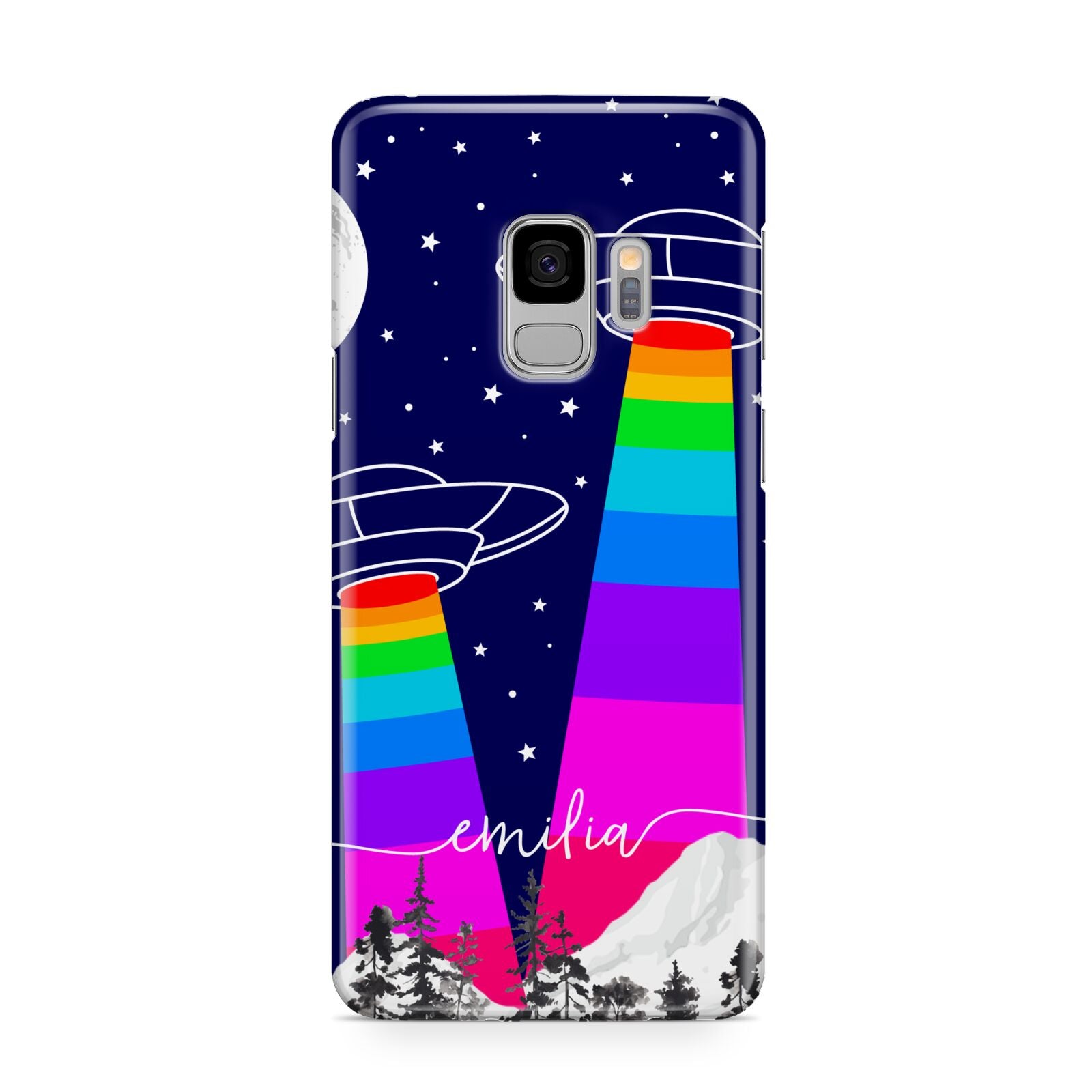 UFO Forest Scene Personalised Name Samsung Galaxy S9 Case