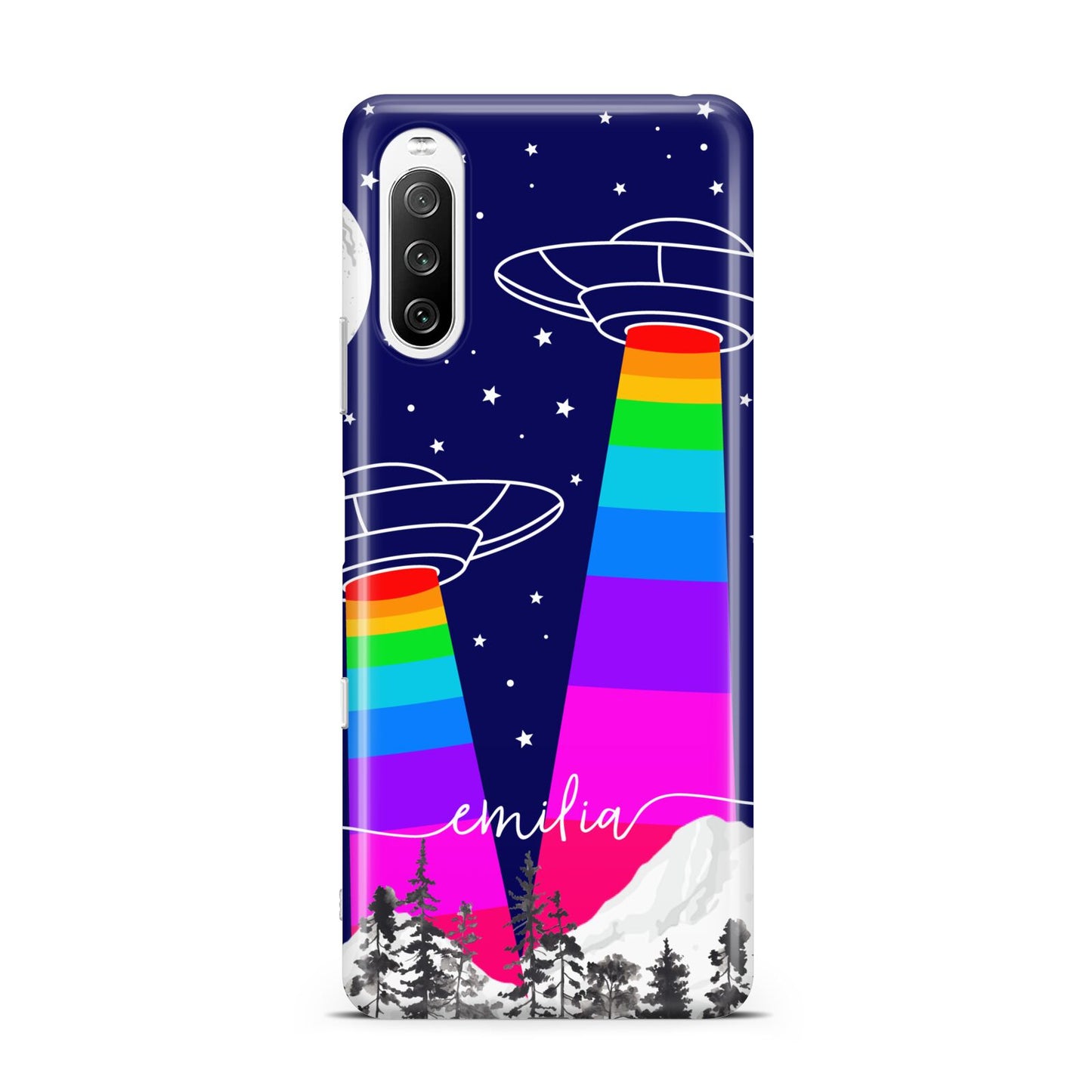 UFO Forest Scene Personalised Name Sony Xperia 10 III Case