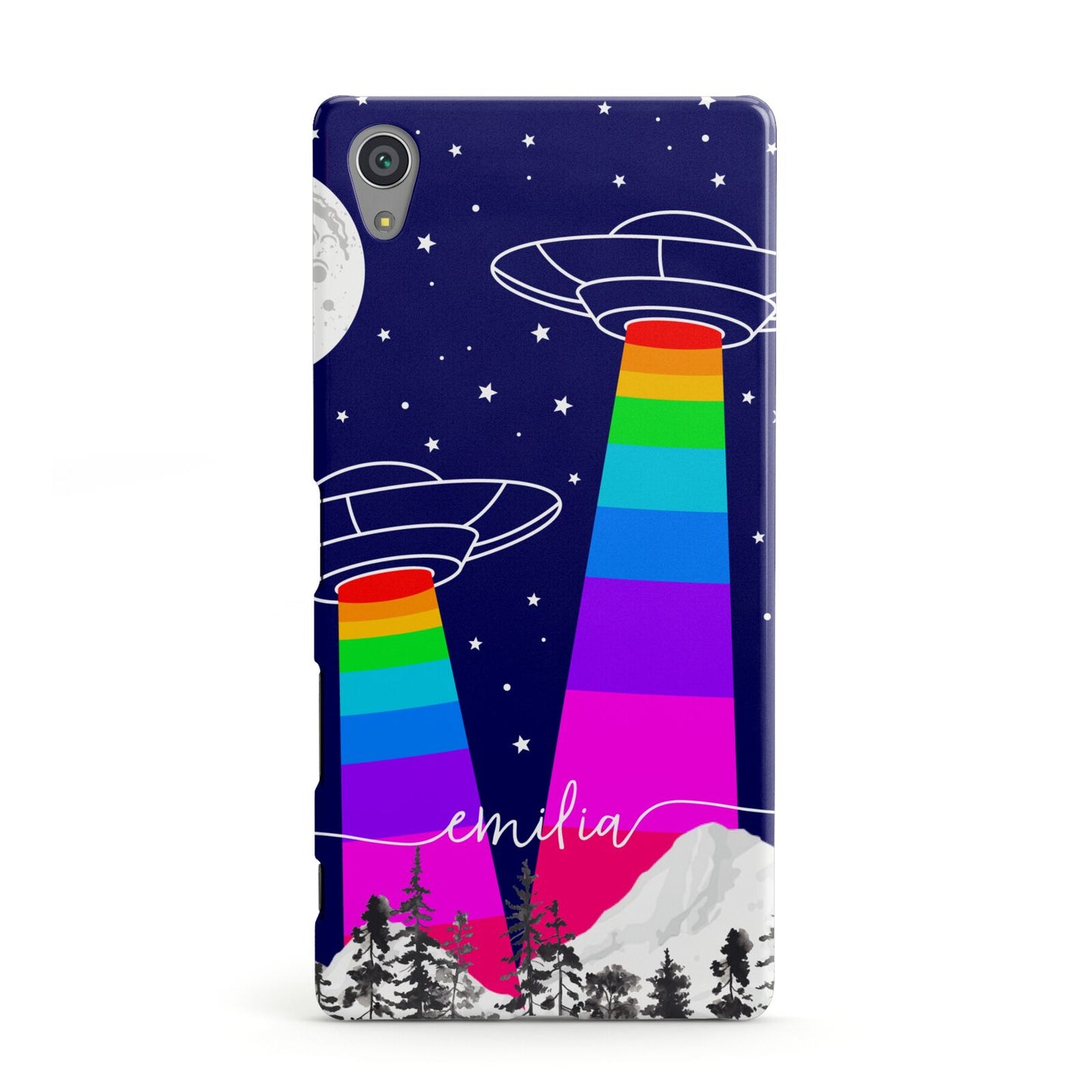 UFO Forest Scene Personalised Name Sony Xperia Case