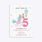 Unicorn Personalised Happy Birthday Deckle Invitation Glitter