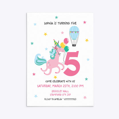 Unicorn Personalised Happy Birthday Rectangle Invitation Matte Paper