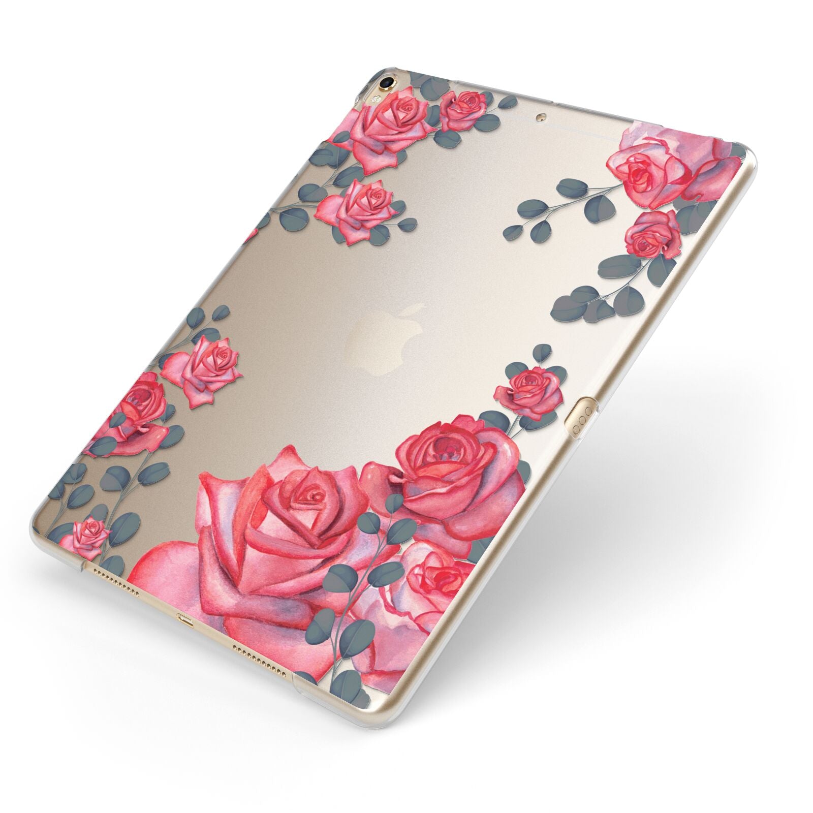 Valentine Floral Apple iPad Case on Gold iPad Side View