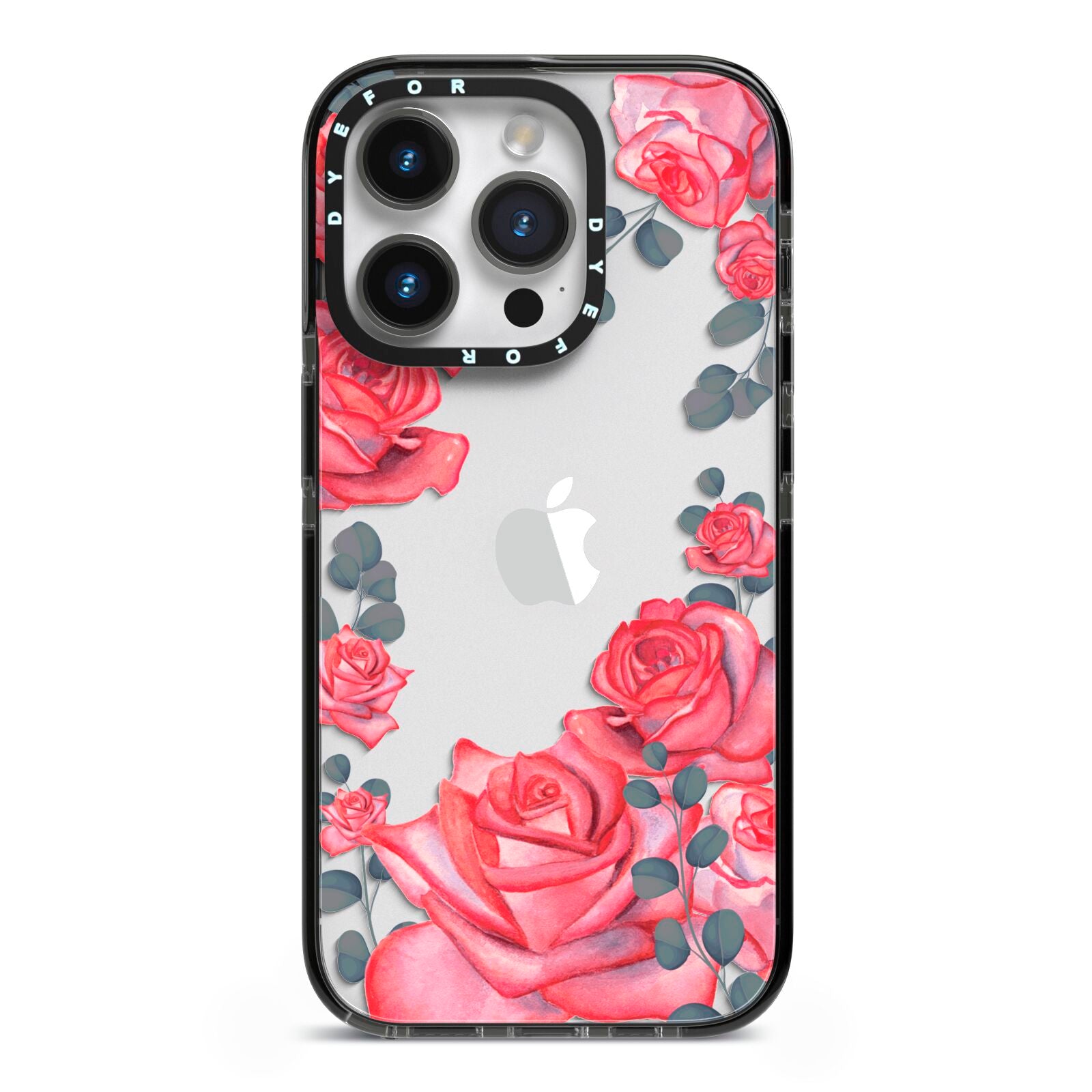 Valentine Floral iPhone 14 Pro Black Impact Case on Silver phone