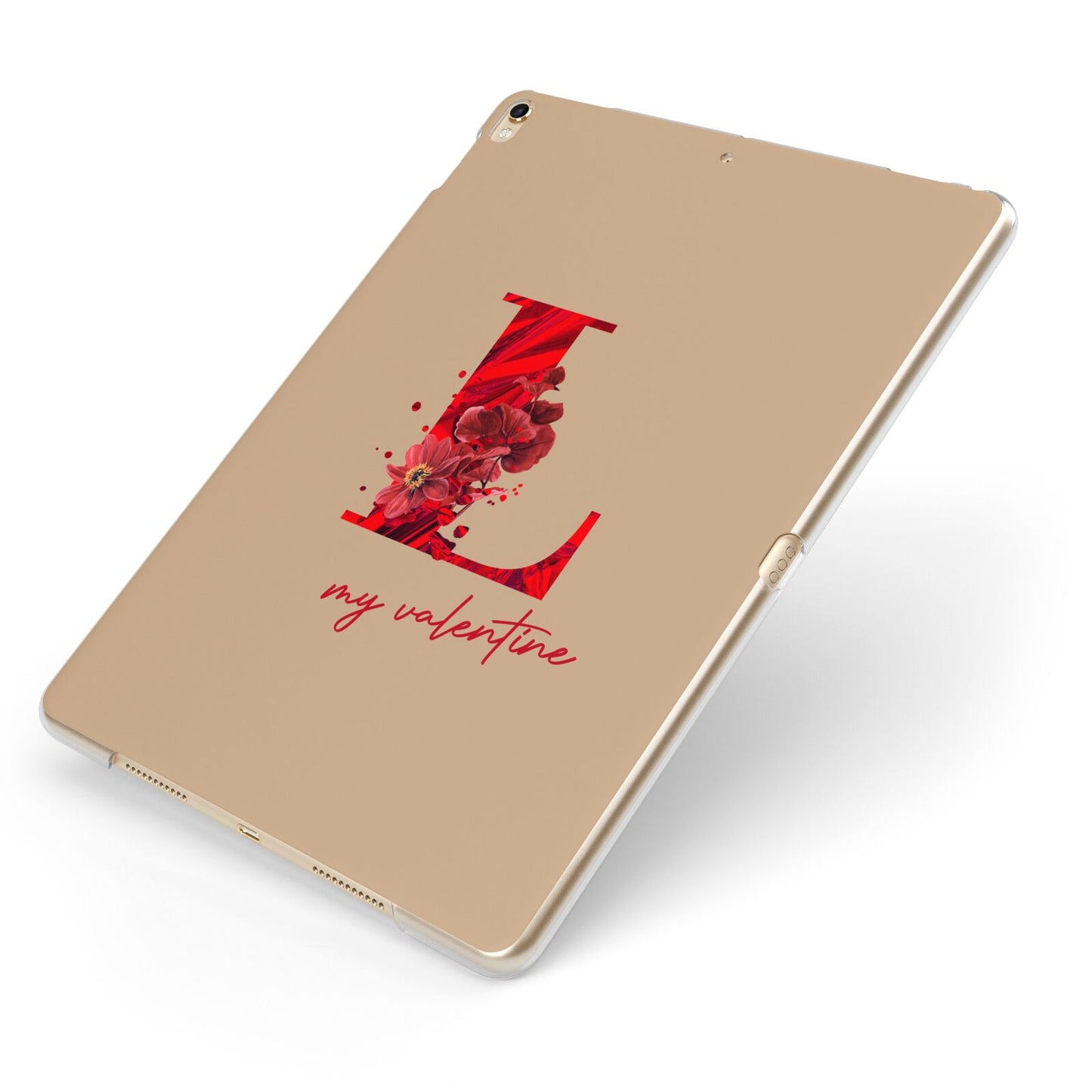 Valentine Monogram Apple iPad Case on Gold iPad Side View