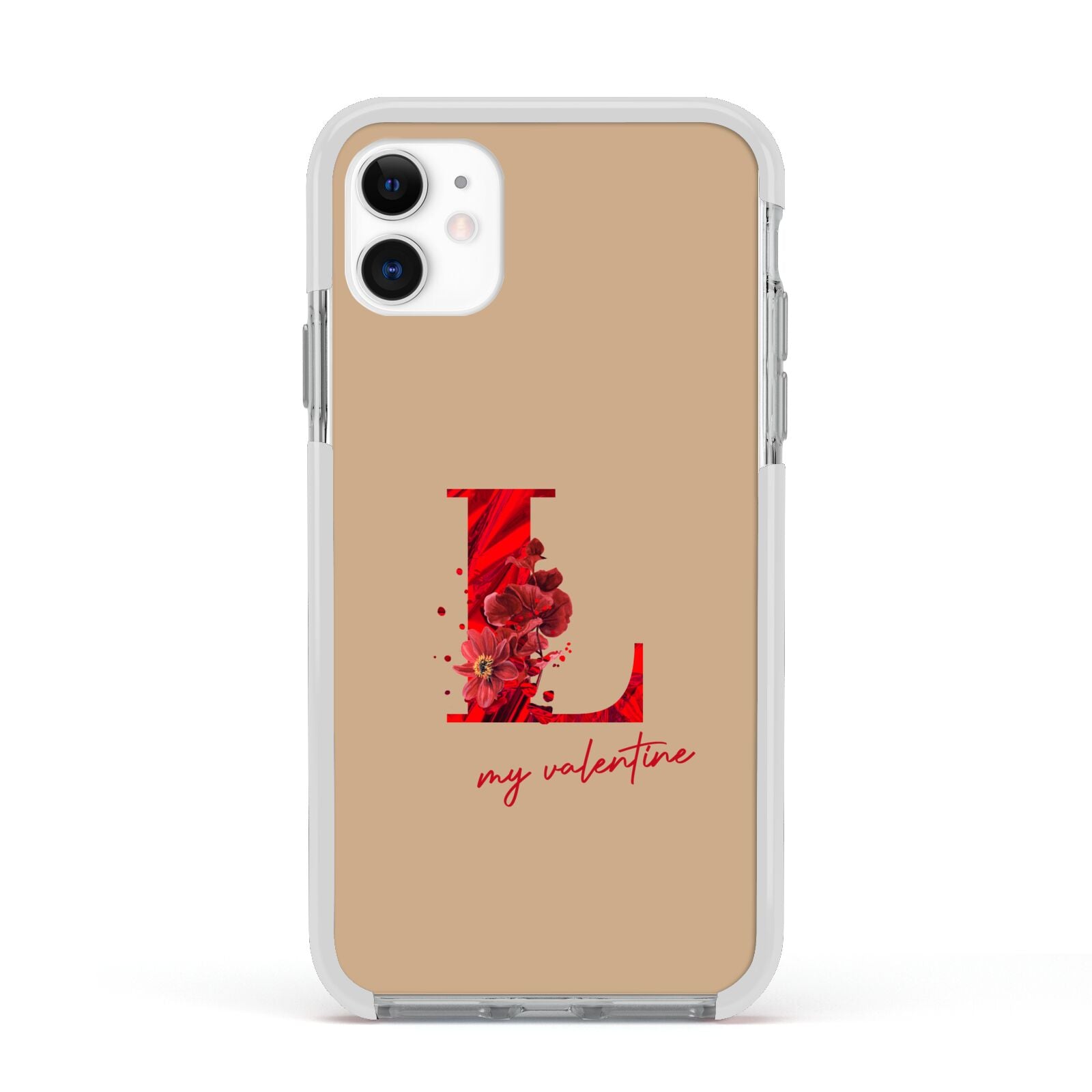 Valentine Monogram Apple iPhone 11 in White with White Impact Case