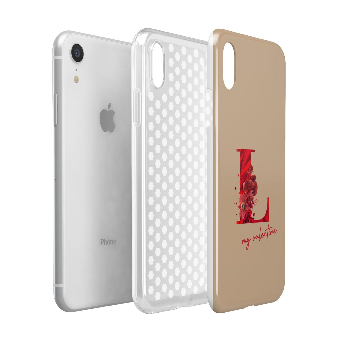 Valentine Monogram Apple iPhone XR White 3D Tough Case Expanded view