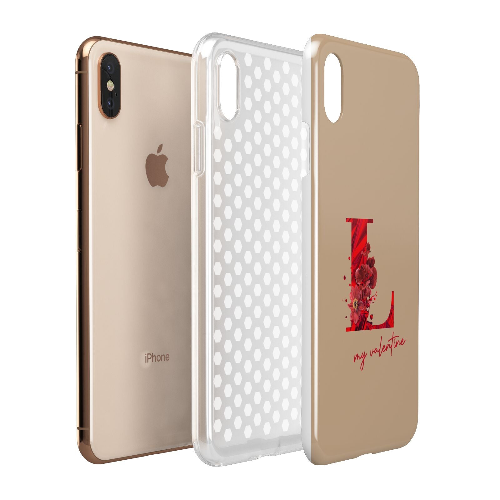 Valentine Monogram Apple iPhone Xs Max 3D Tough Case Expanded View