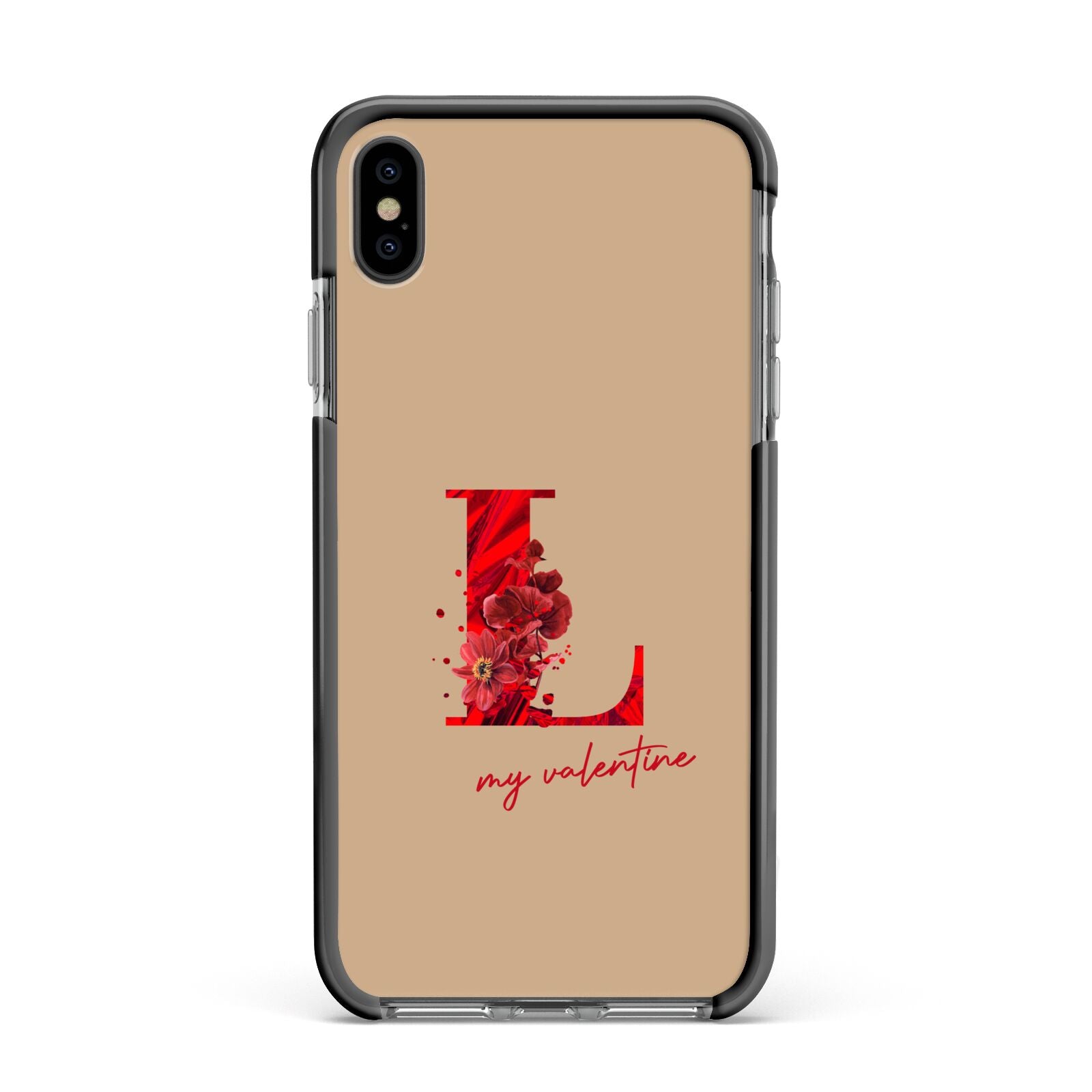 Valentine Monogram Apple iPhone Xs Max Impact Case Black Edge on Black Phone