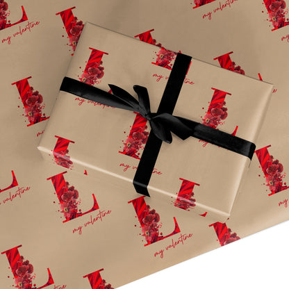 Valentine Monogram Custom Wrapping Paper