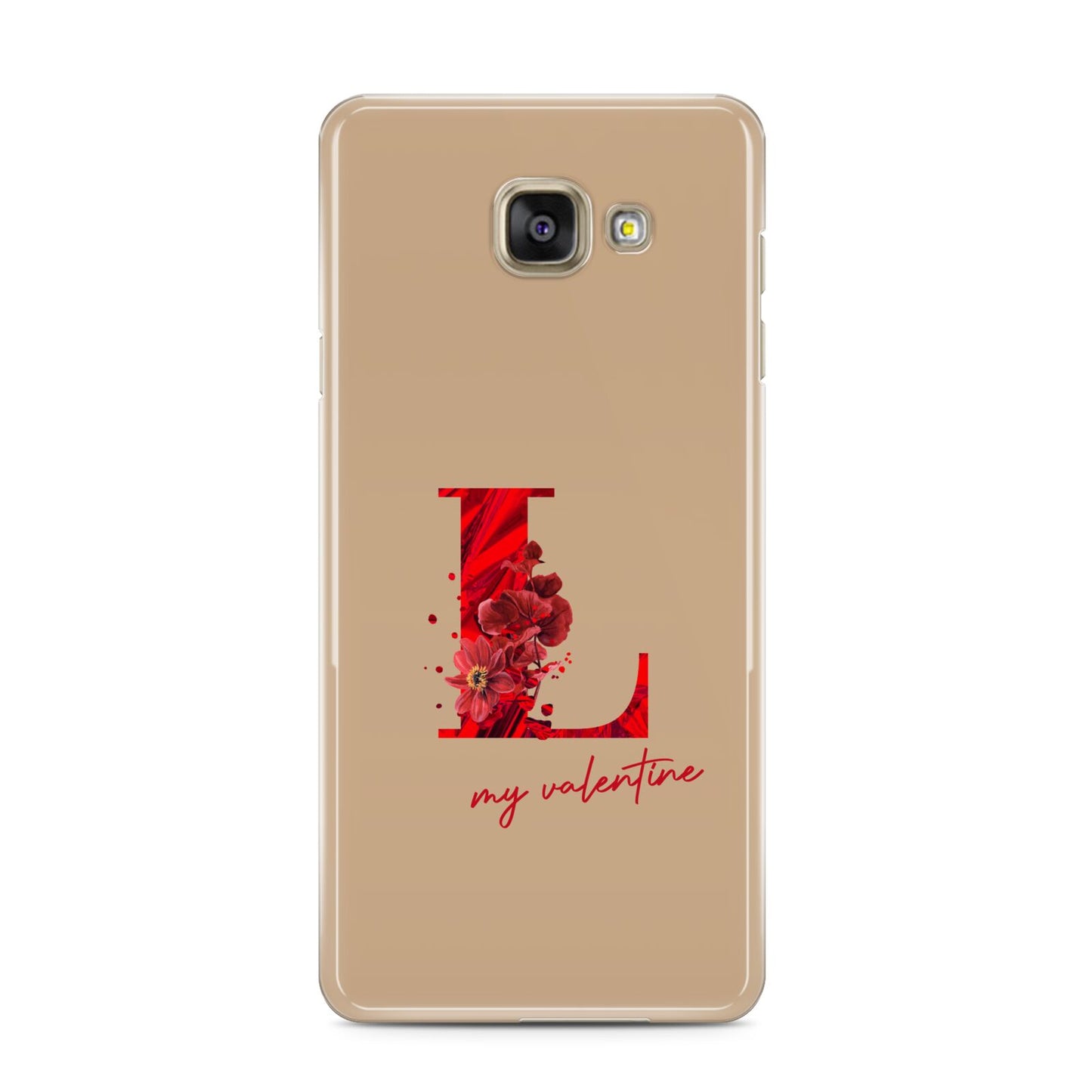 Valentine Monogram Samsung Galaxy A3 2016 Case on gold phone