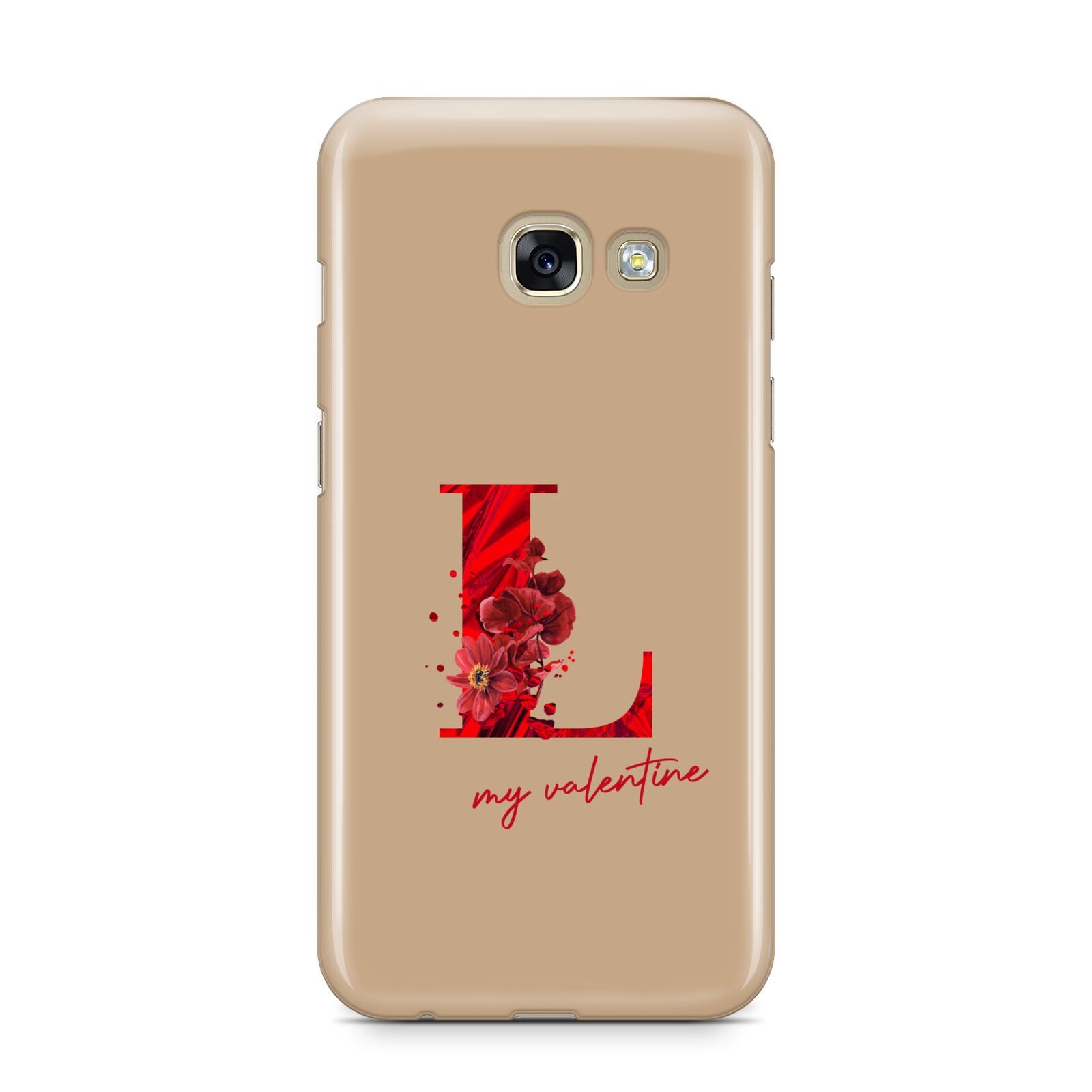 Valentine Monogram Samsung Galaxy A3 2017 Case on gold phone