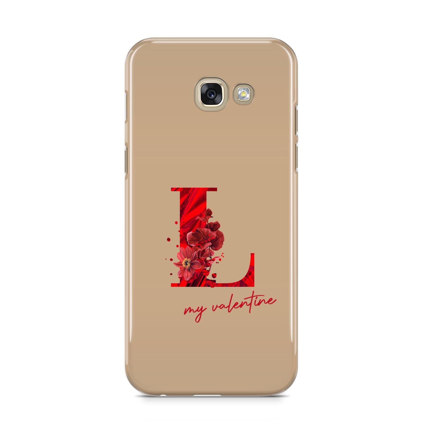 Valentine Monogram Samsung Galaxy A5 2017 Case on gold phone