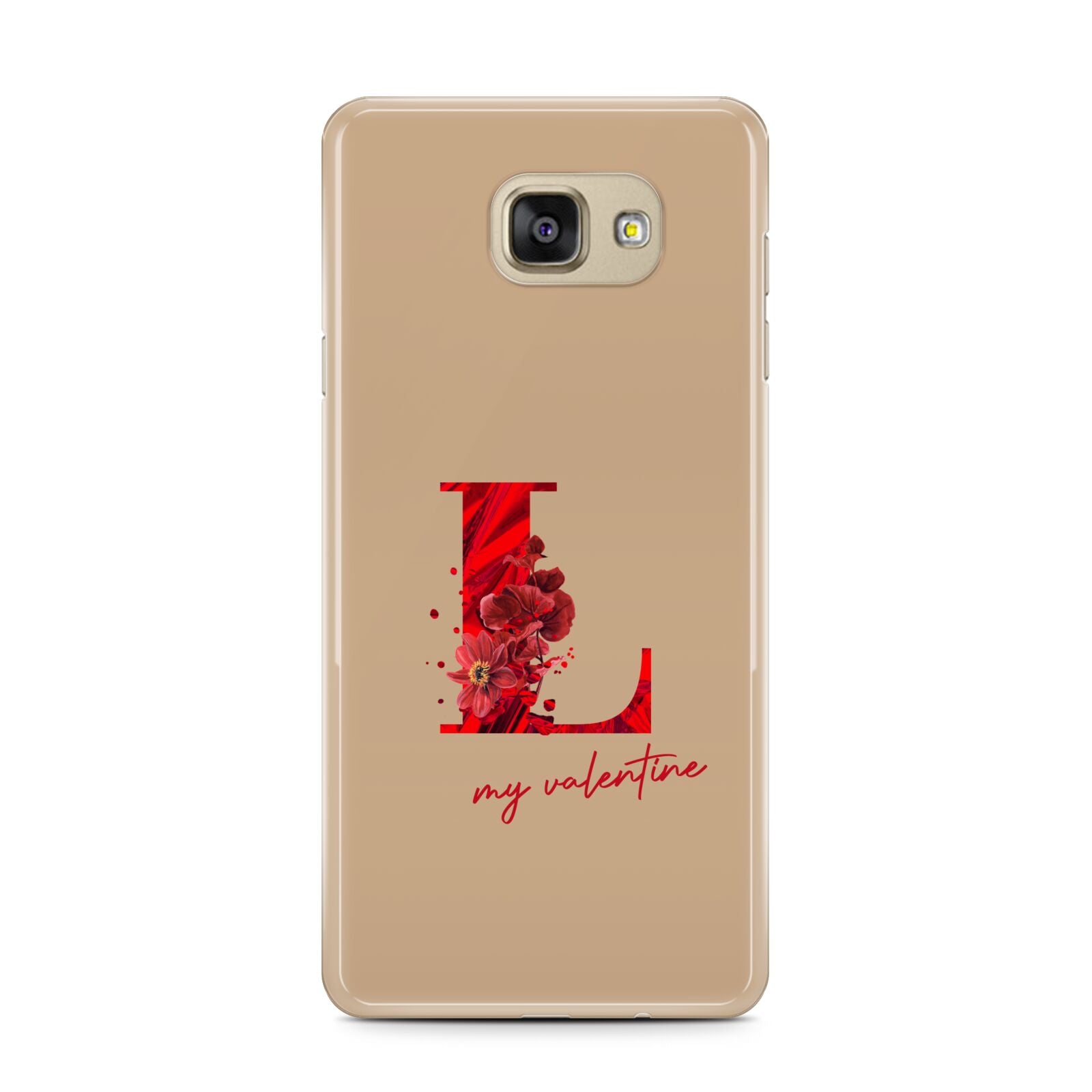 Valentine Monogram Samsung Galaxy A7 2016 Case on gold phone