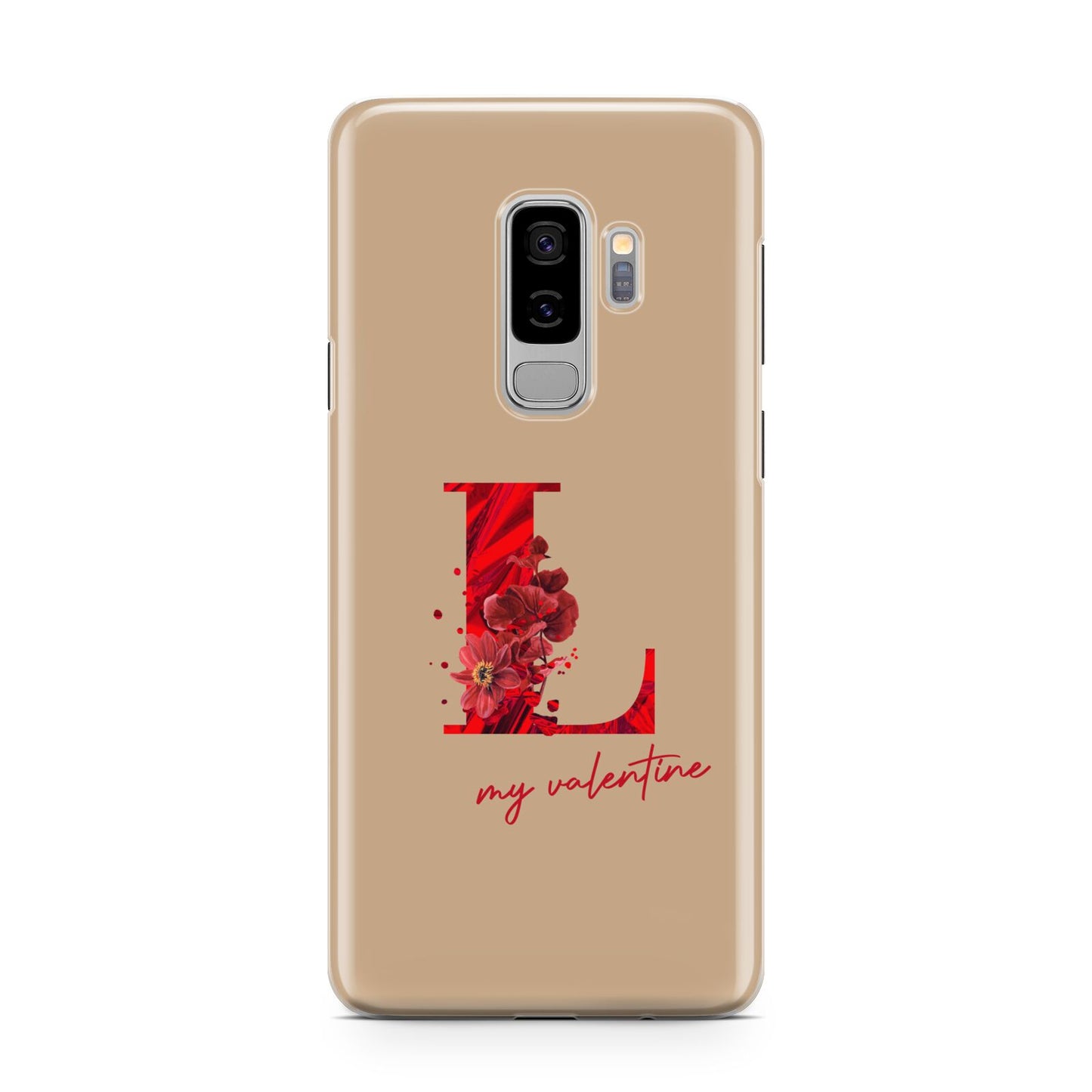 Valentine Monogram Samsung Galaxy S9 Plus Case on Silver phone